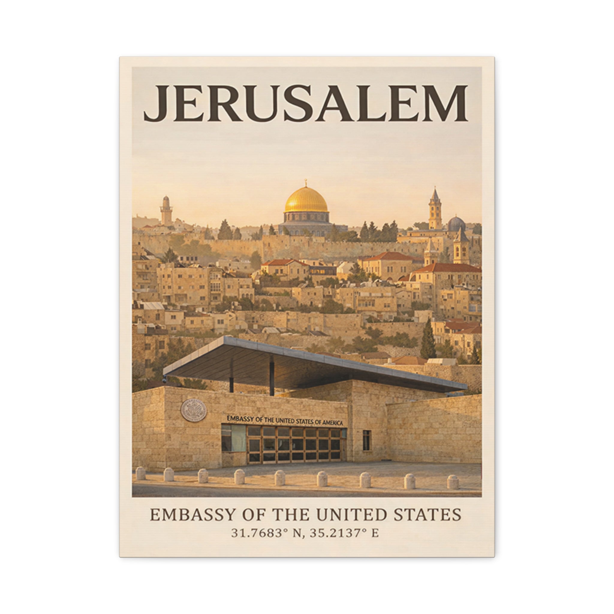 Jerusalem Embassy Wrapped Canvas