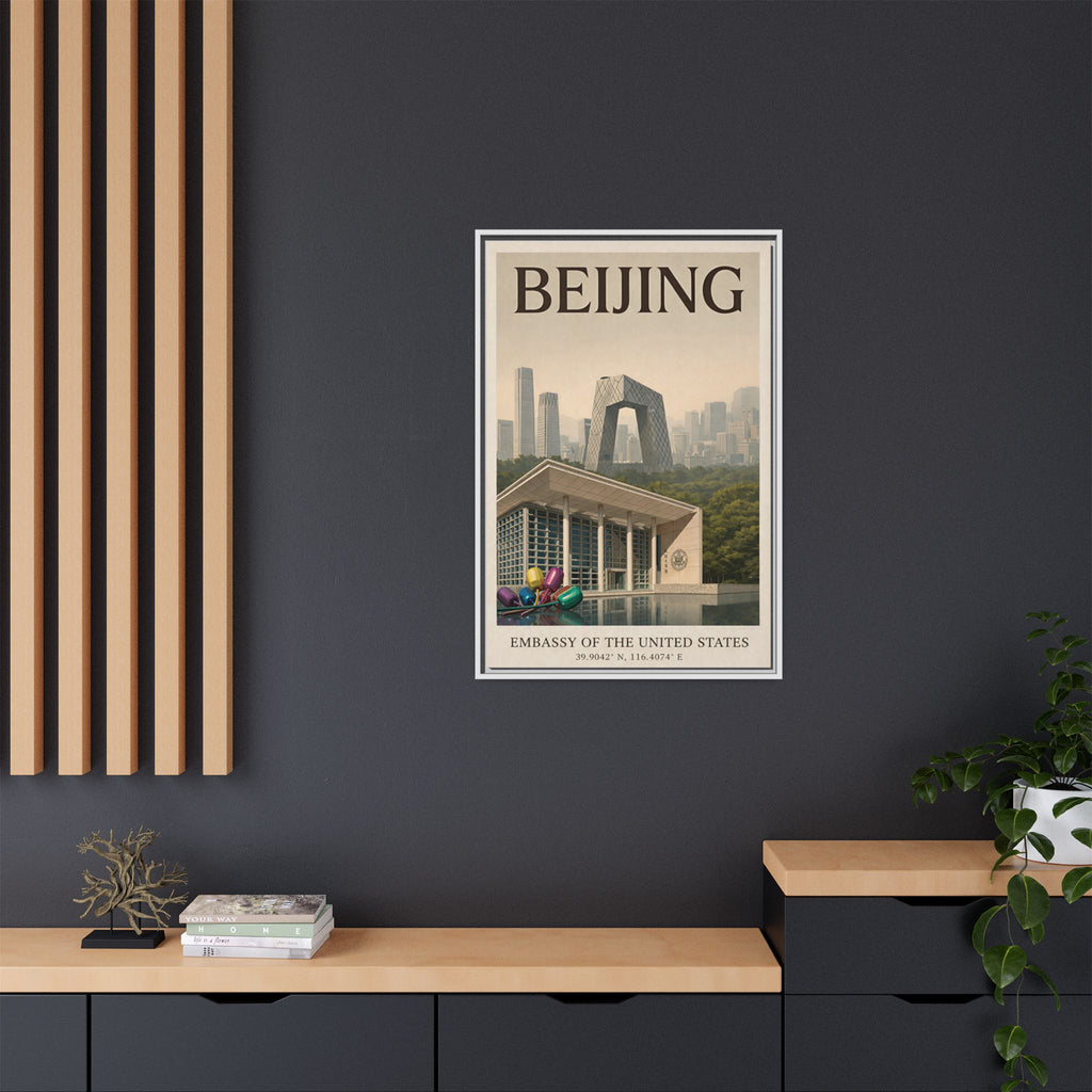Beijing Embassy Wrapped Canvas Framed