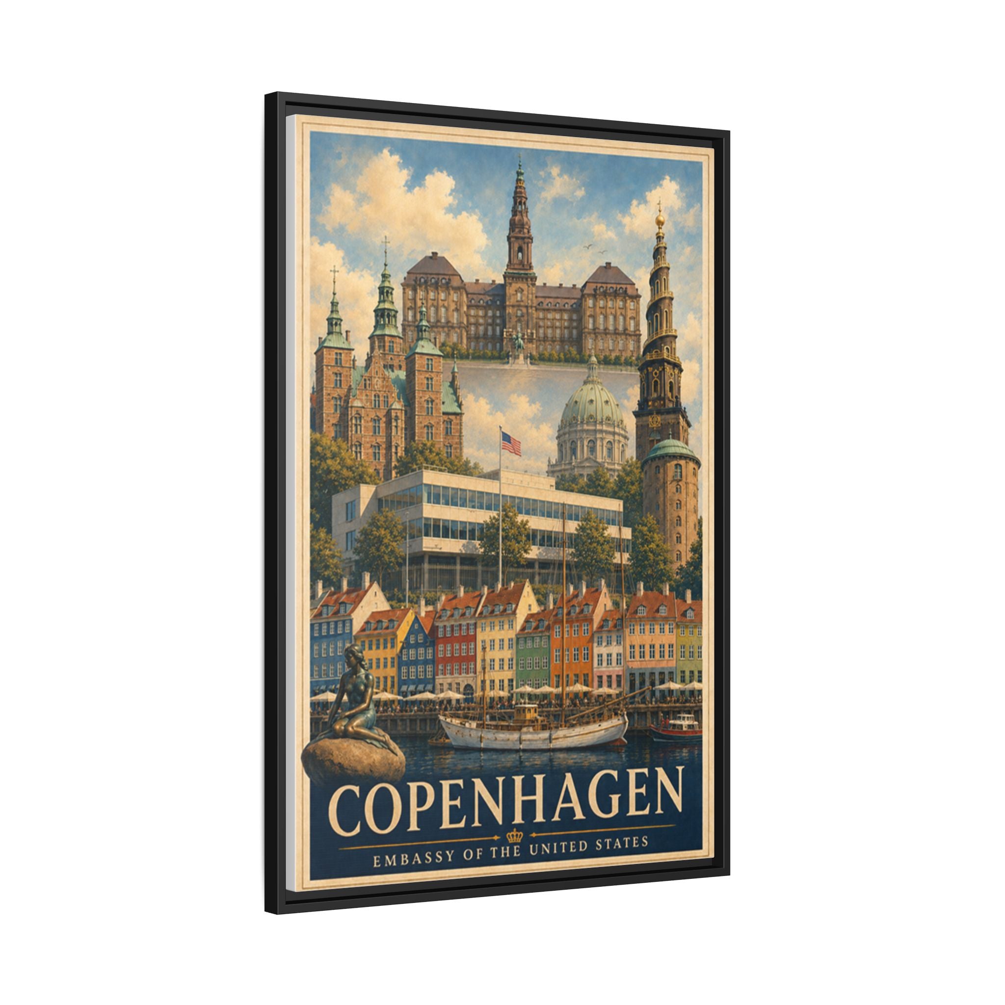 Copenhagen Embassy Wrapped Canvas Framed