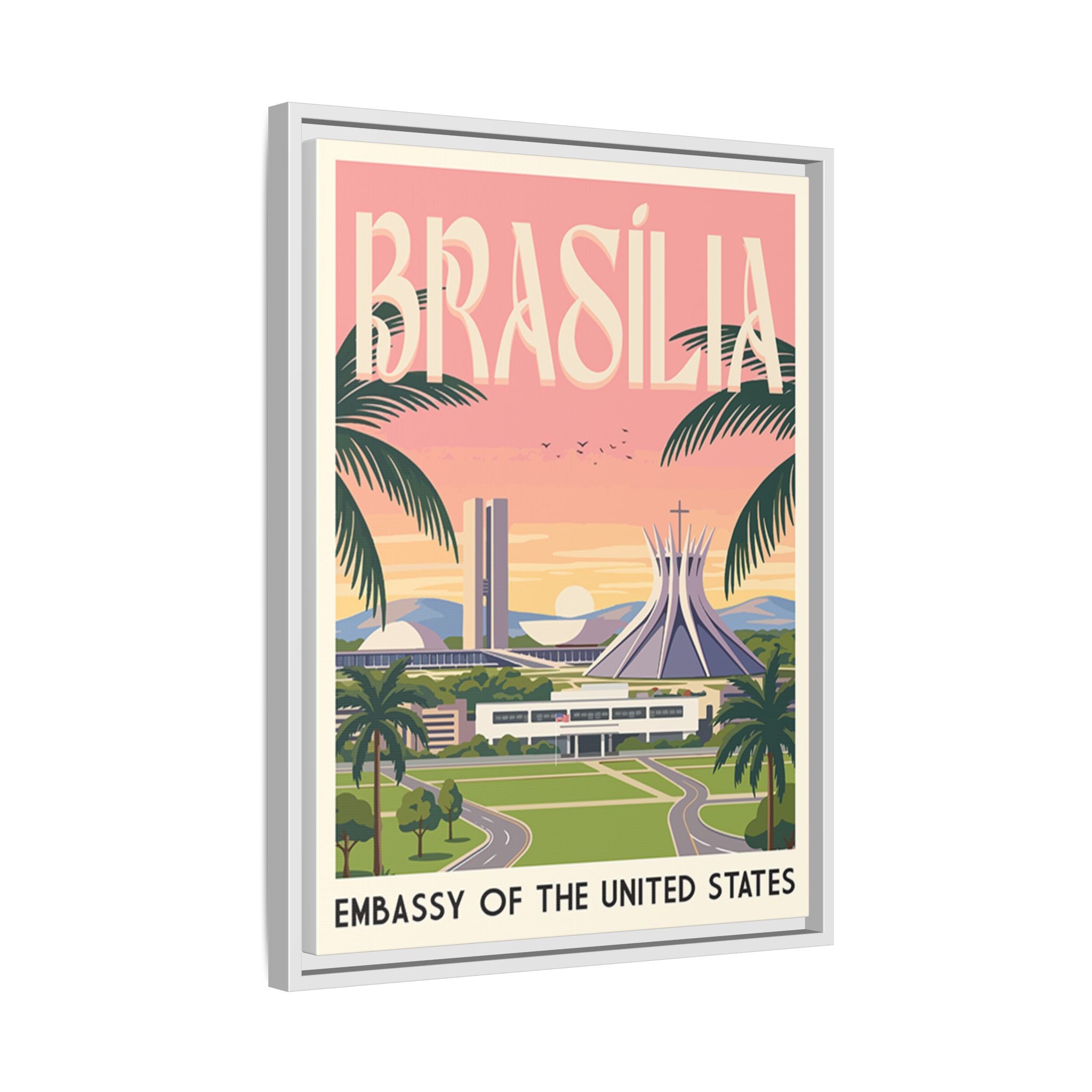 Brasília Embassy Wrapped Canvas Framed