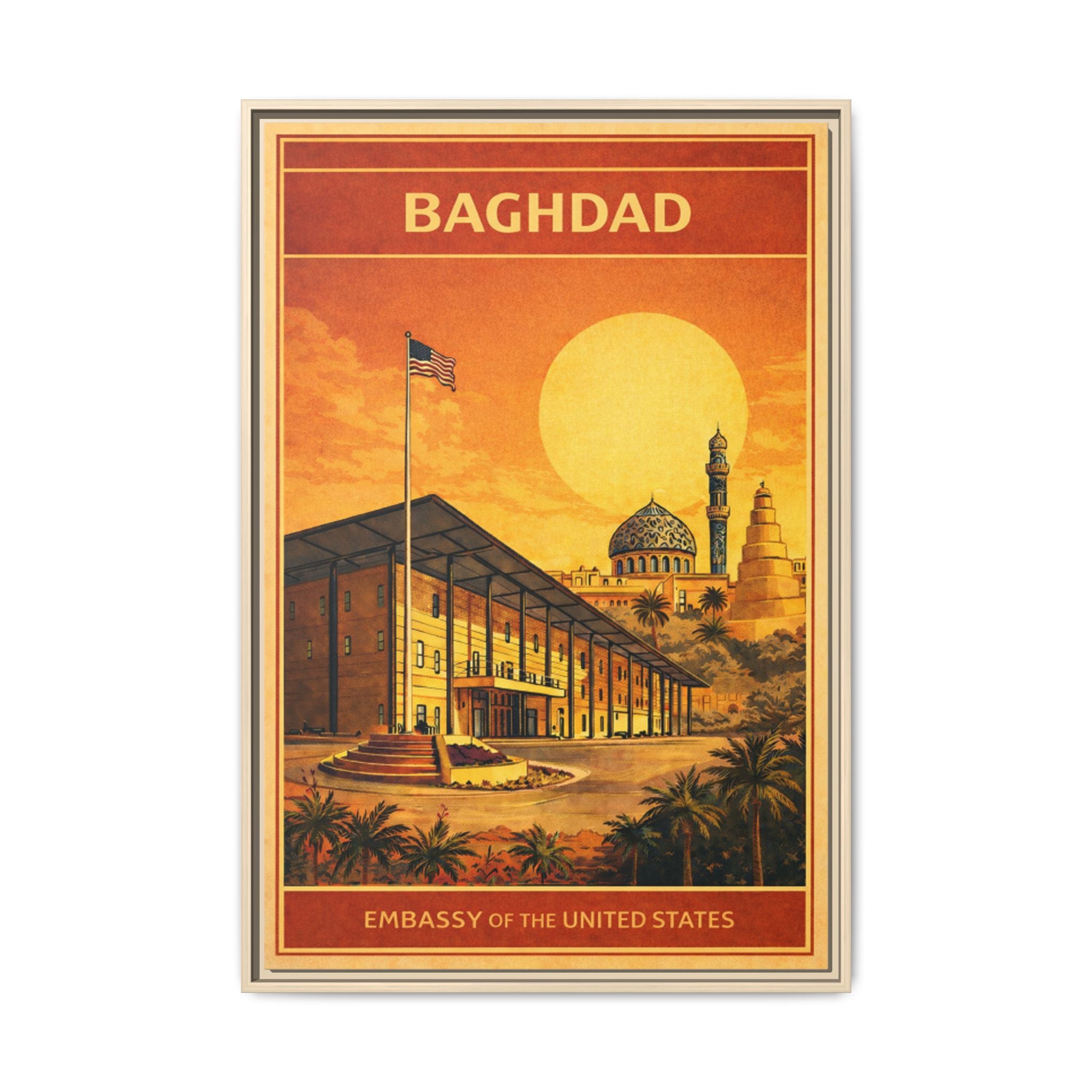 Baghdad Embassy Wrapped Canvas Framed