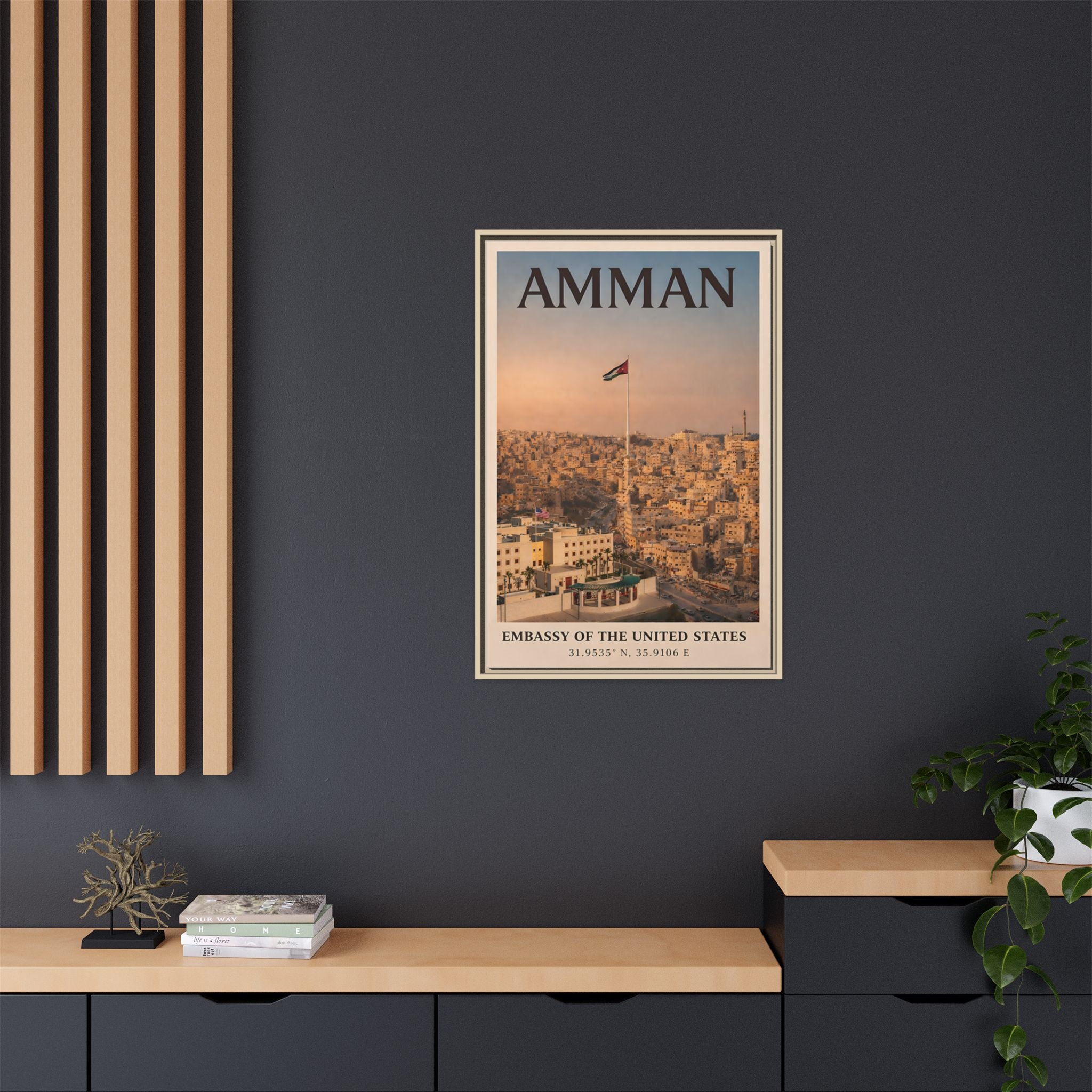 Amman Embassy Wrapped Canvas Framed