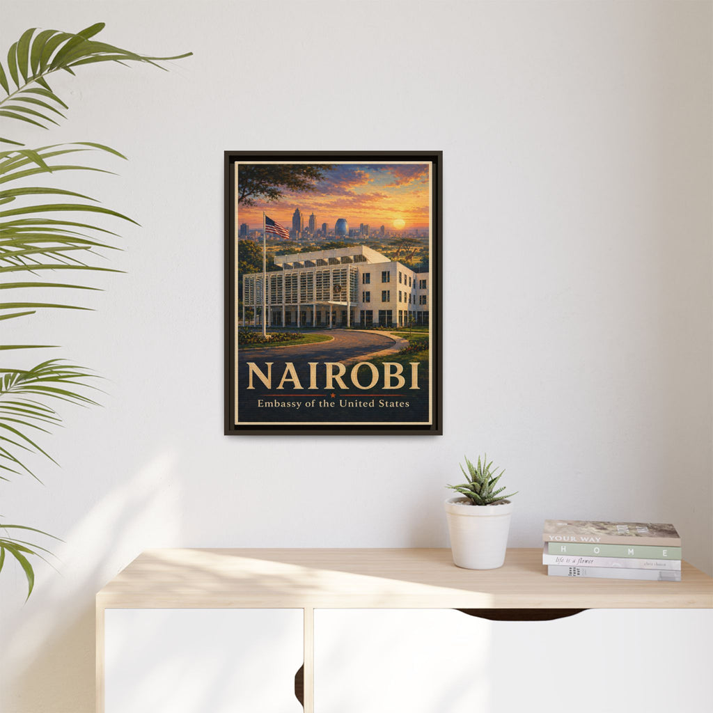 Nairobi Embassy Wrapped Canvas Framed