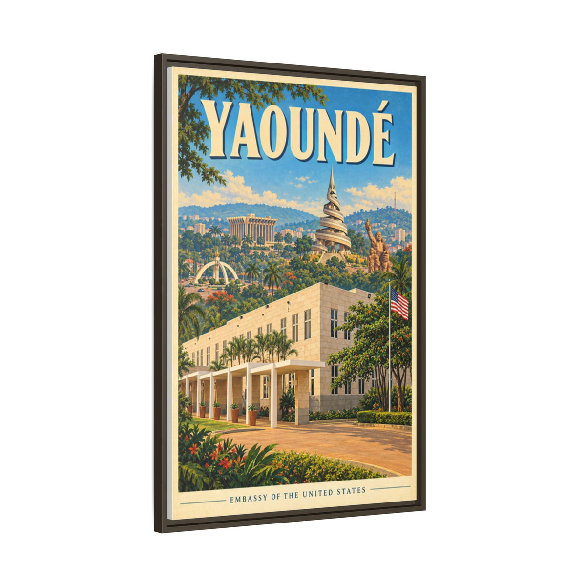 Yaoundé Embassy Wrapped Canvas Framed