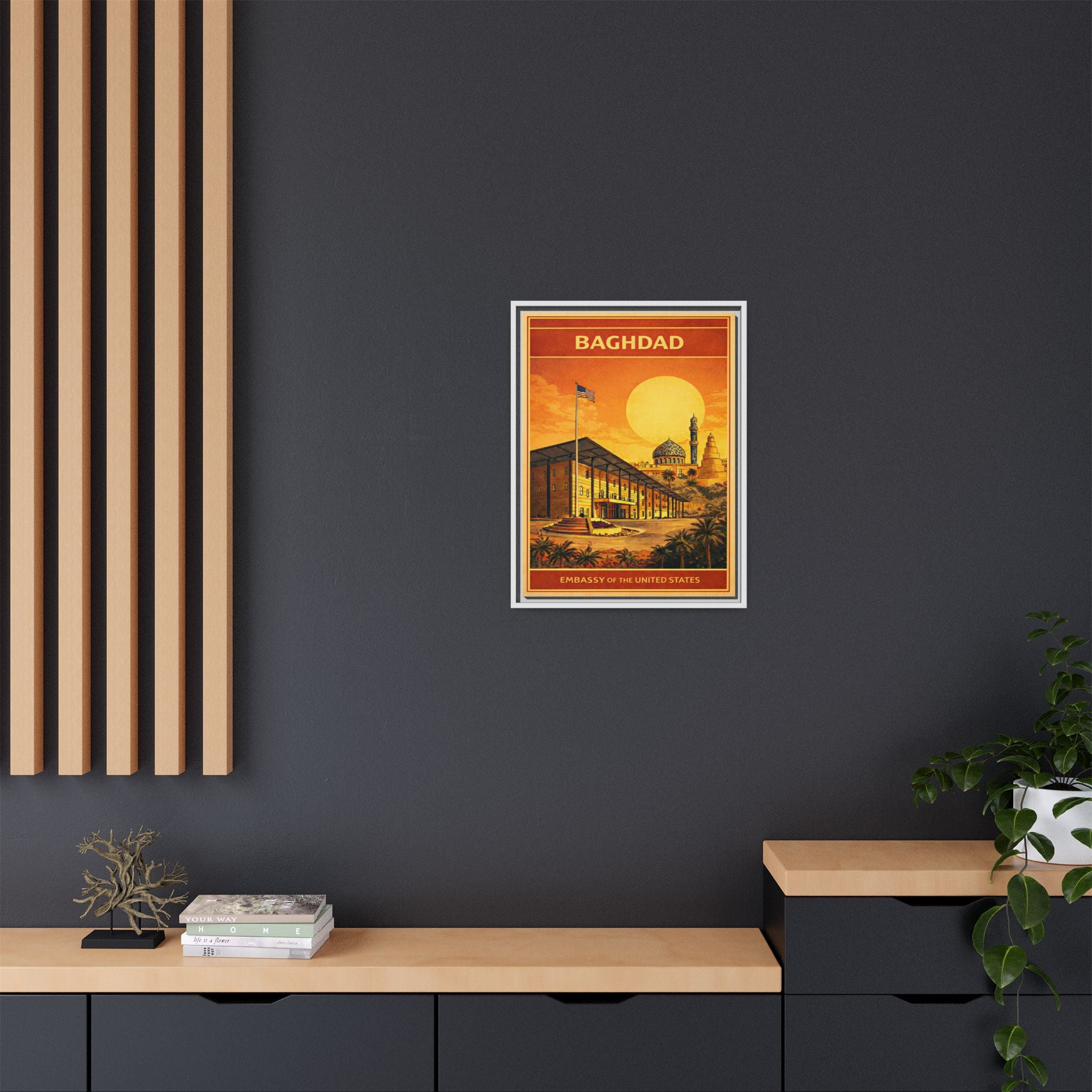 Baghdad Embassy Wrapped Canvas Framed