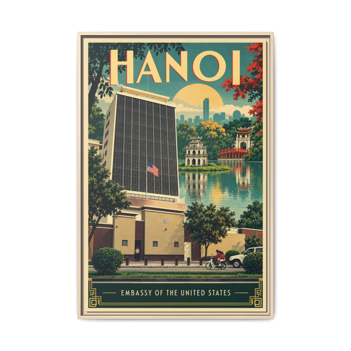 Hanoi Embassy Wrapped Canvas Framed