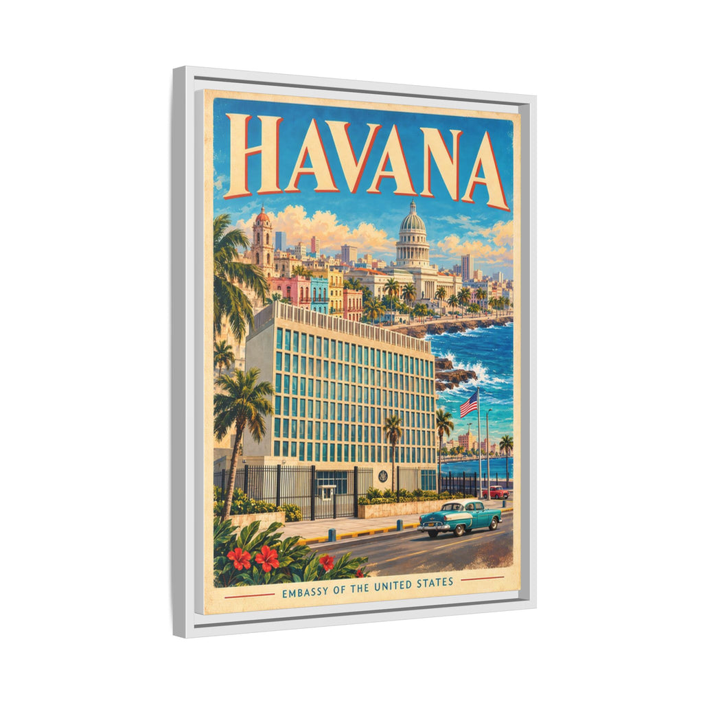 Havana Embassy Wrapped Canvas Framed