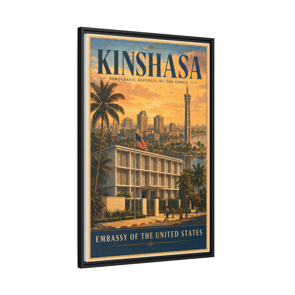 Kinshasa Embassy Wrapped Canvas Framed