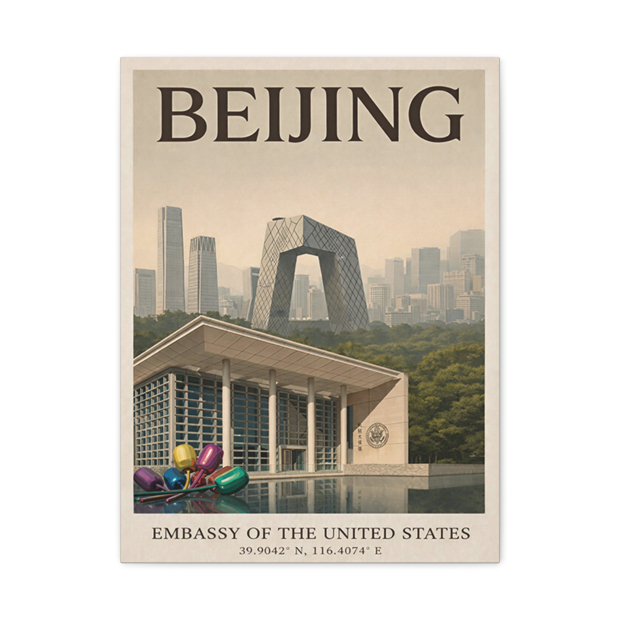 Beijing Embassy Wrapped Canvas