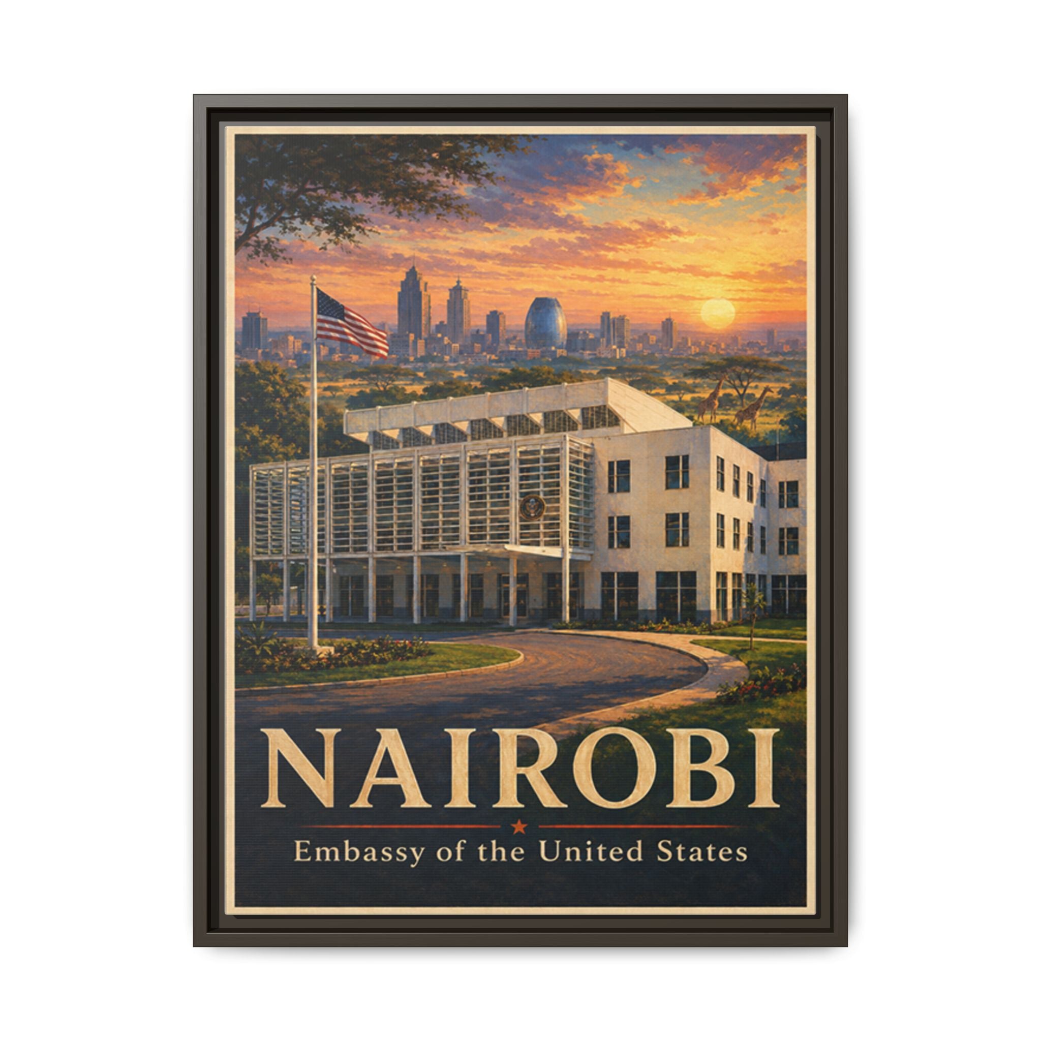 Nairobi Embassy Wrapped Canvas Framed