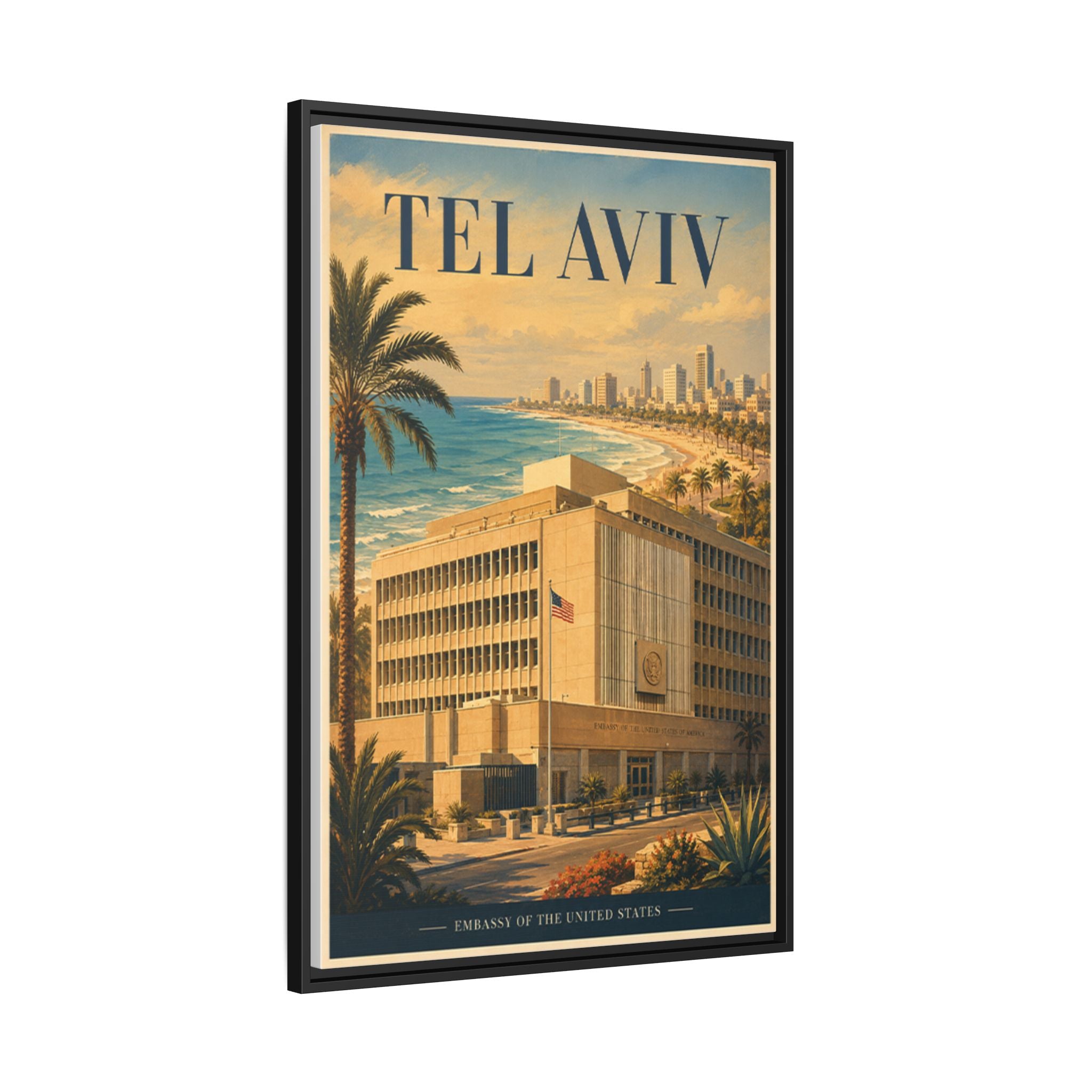 Tel Aviv Embassy Wrapped Canvas Framed