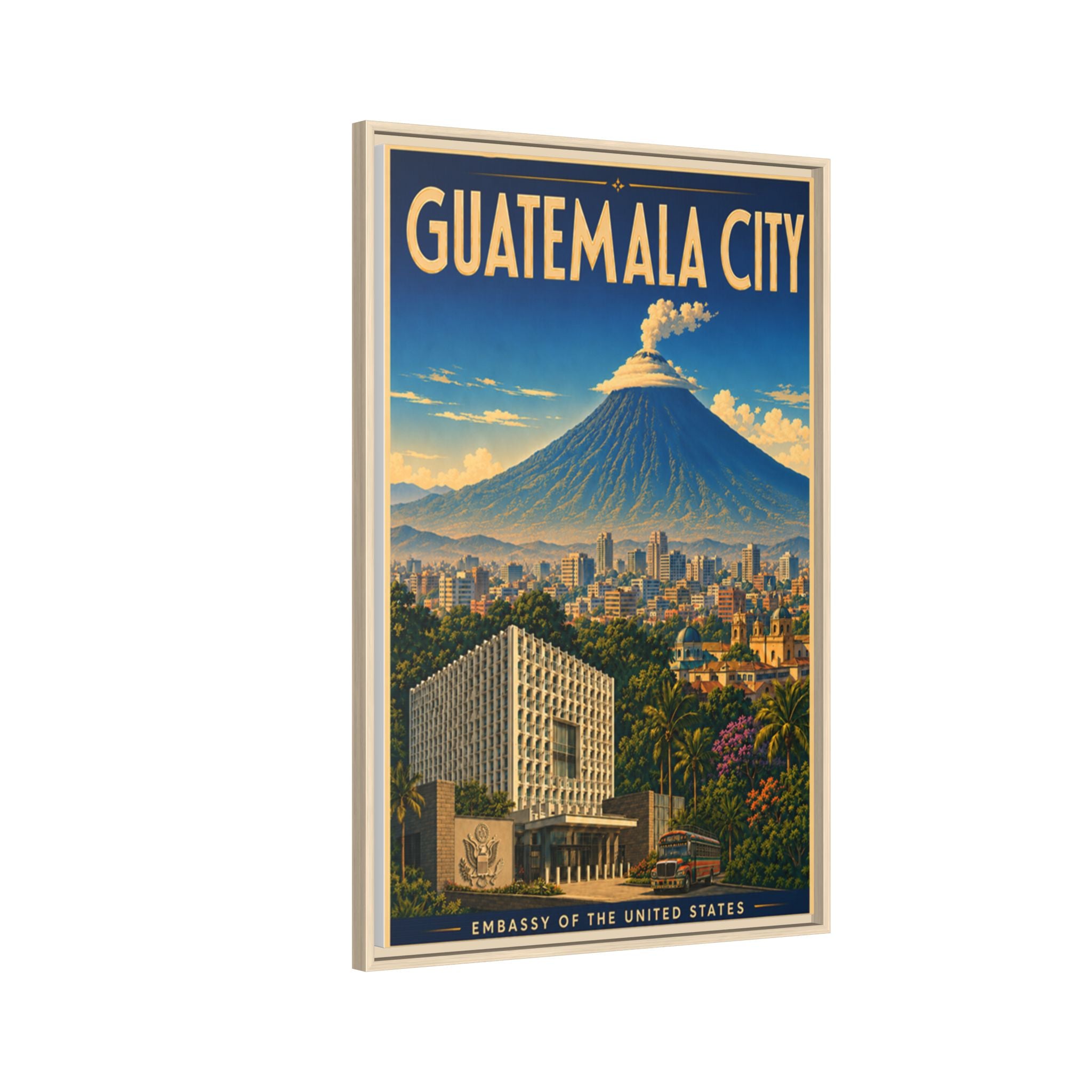 Guatemala City Embassy Wrapped Canvas Framed