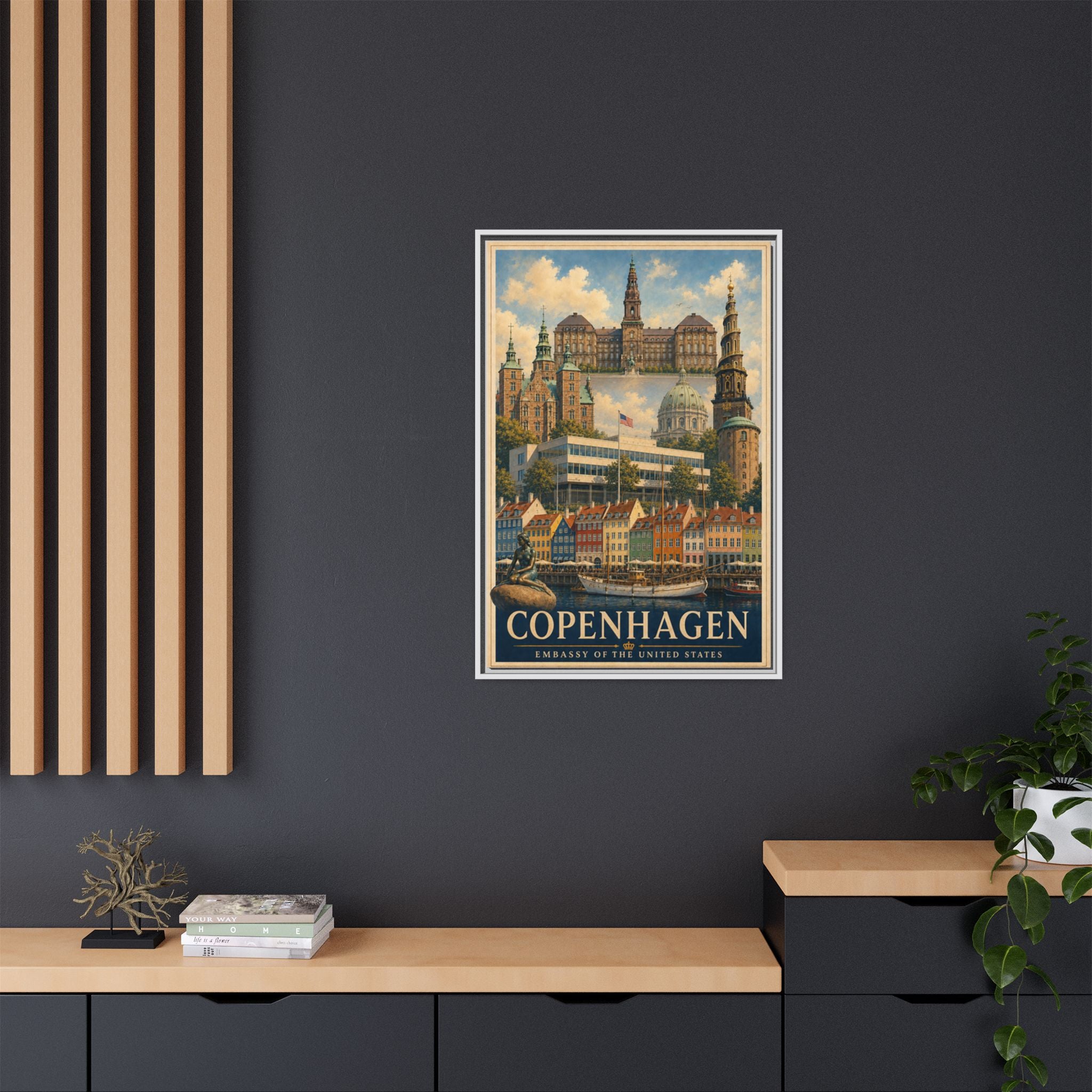 Copenhagen Embassy Wrapped Canvas Framed