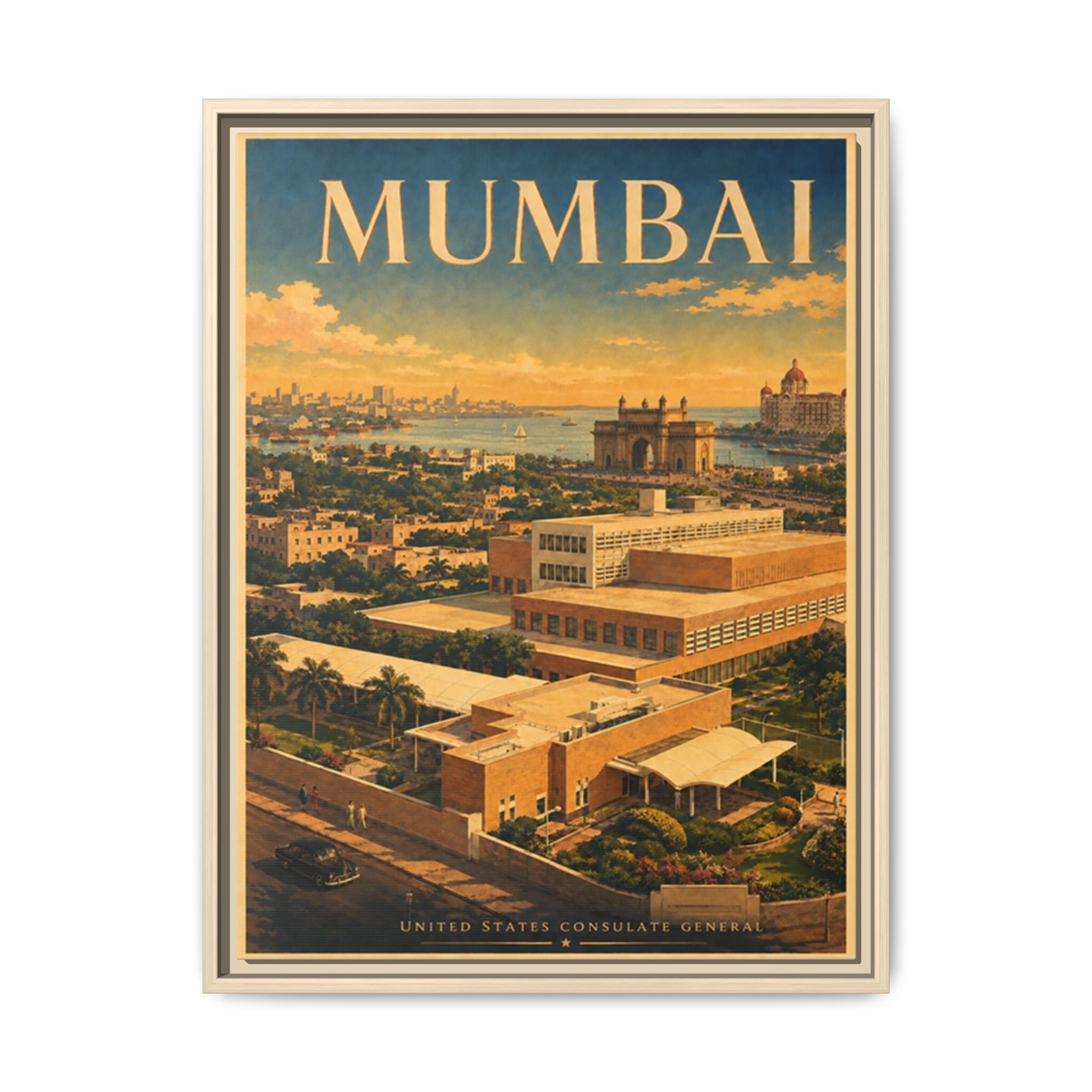 Mumbai Consulate General Wrapped Canvas Framed