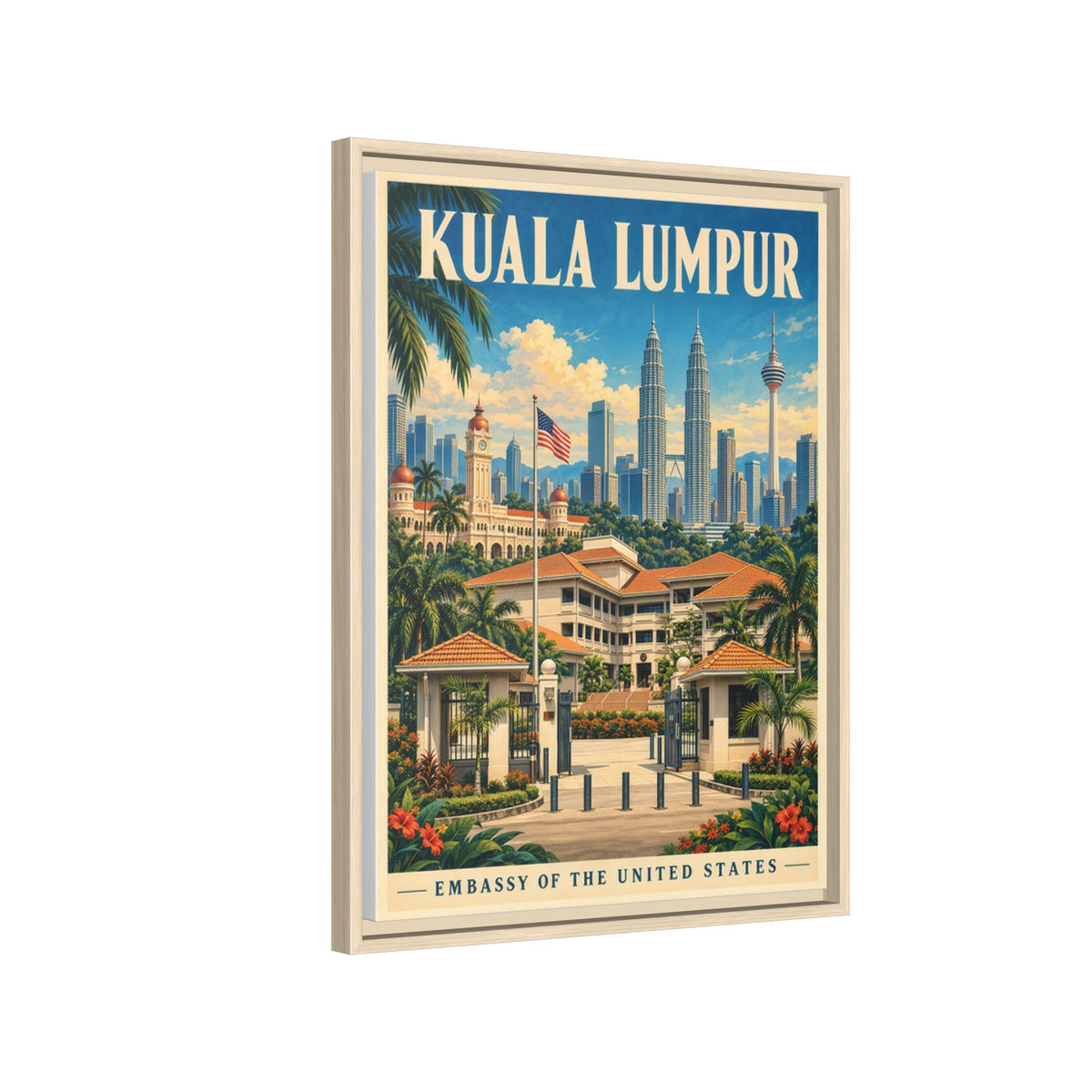 Kuala Lumpur Embassy Wrapped Canvas Framed