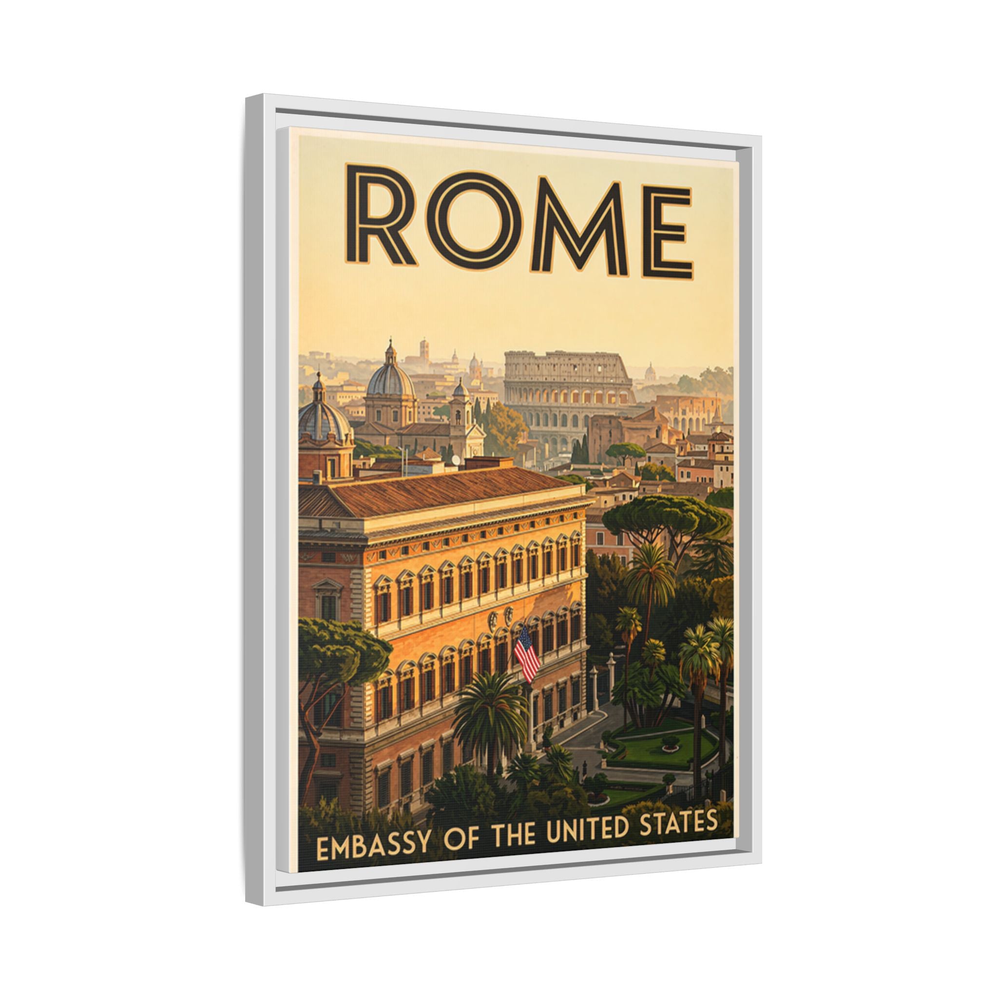 Rome Embassy Wrapped Canvas Framed