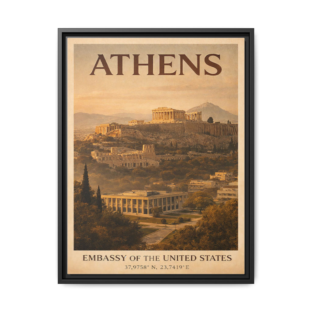 Athens Embassy Wrapped Canvas Framed