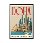 Doha Embassy Wrapped Canvas Framed