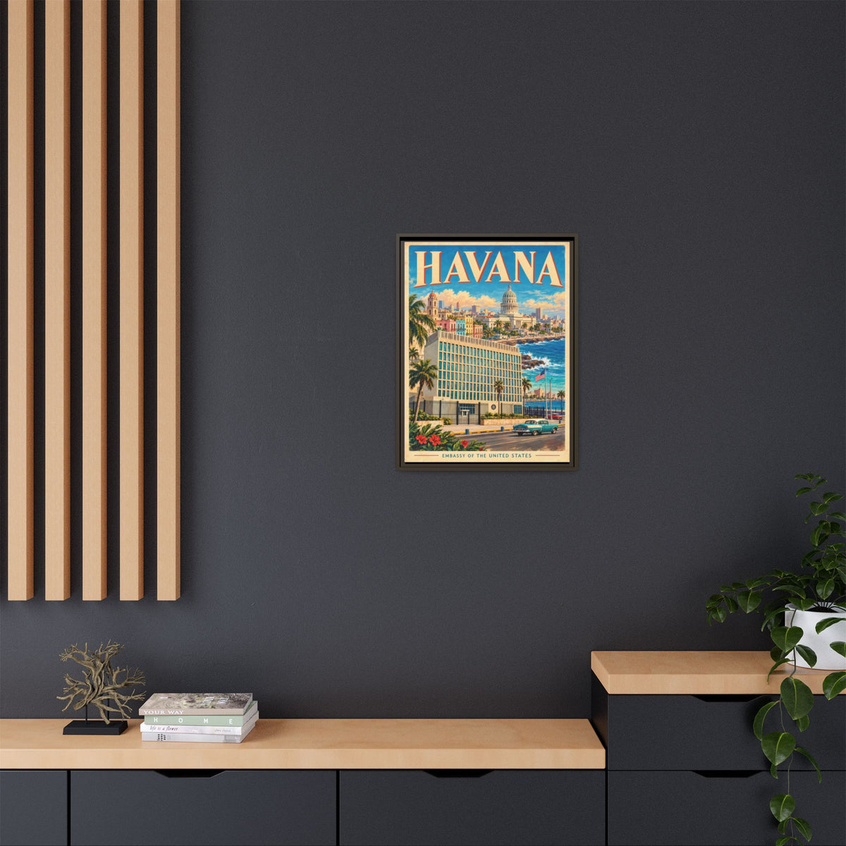 Havana Embassy Wrapped Canvas Framed