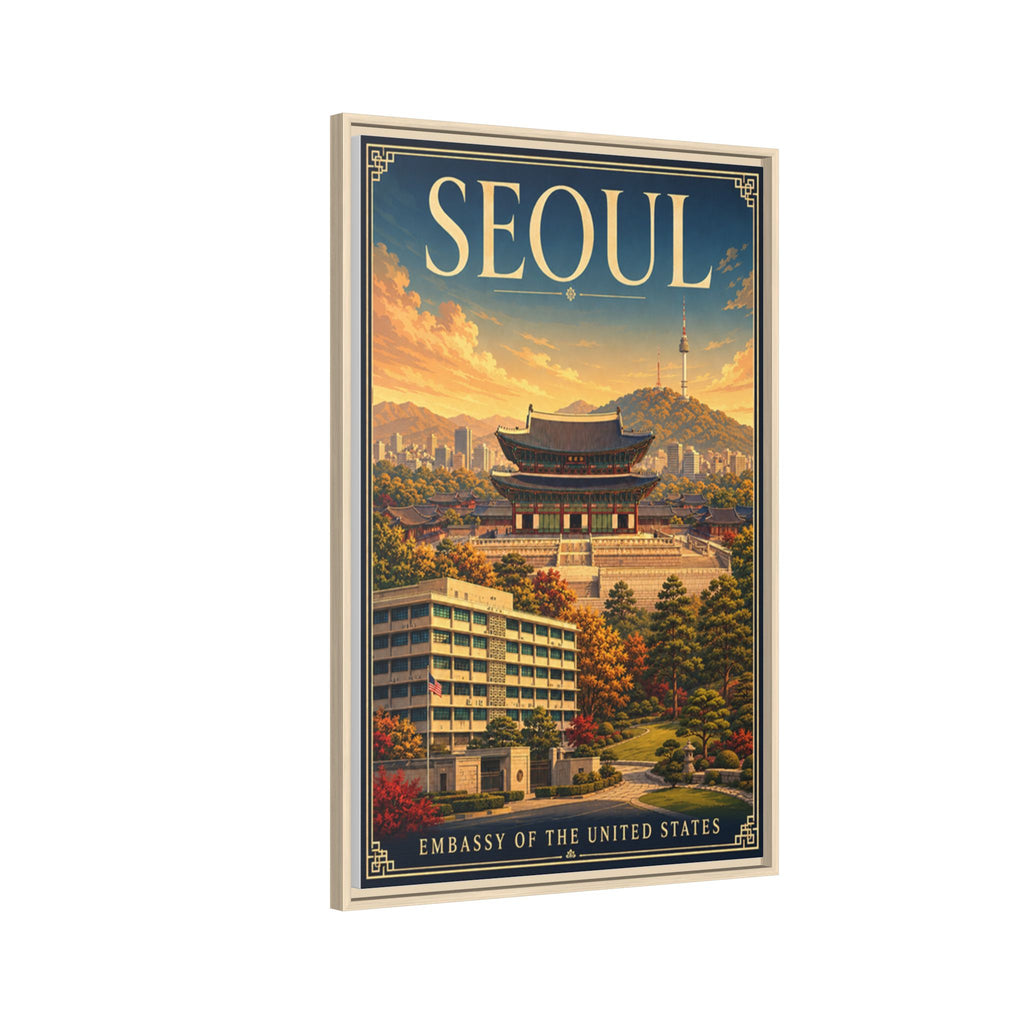 Seoul Embassy Wrapped Canvas Framed