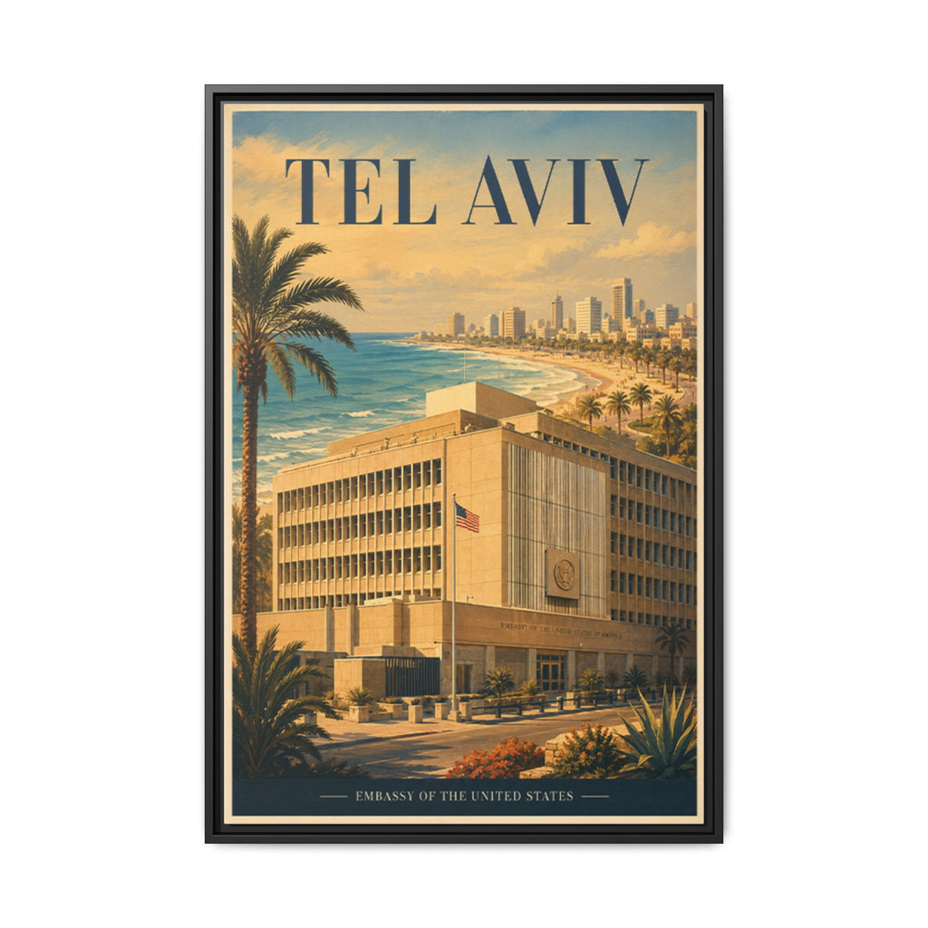 Tel Aviv Embassy Wrapped Canvas Framed