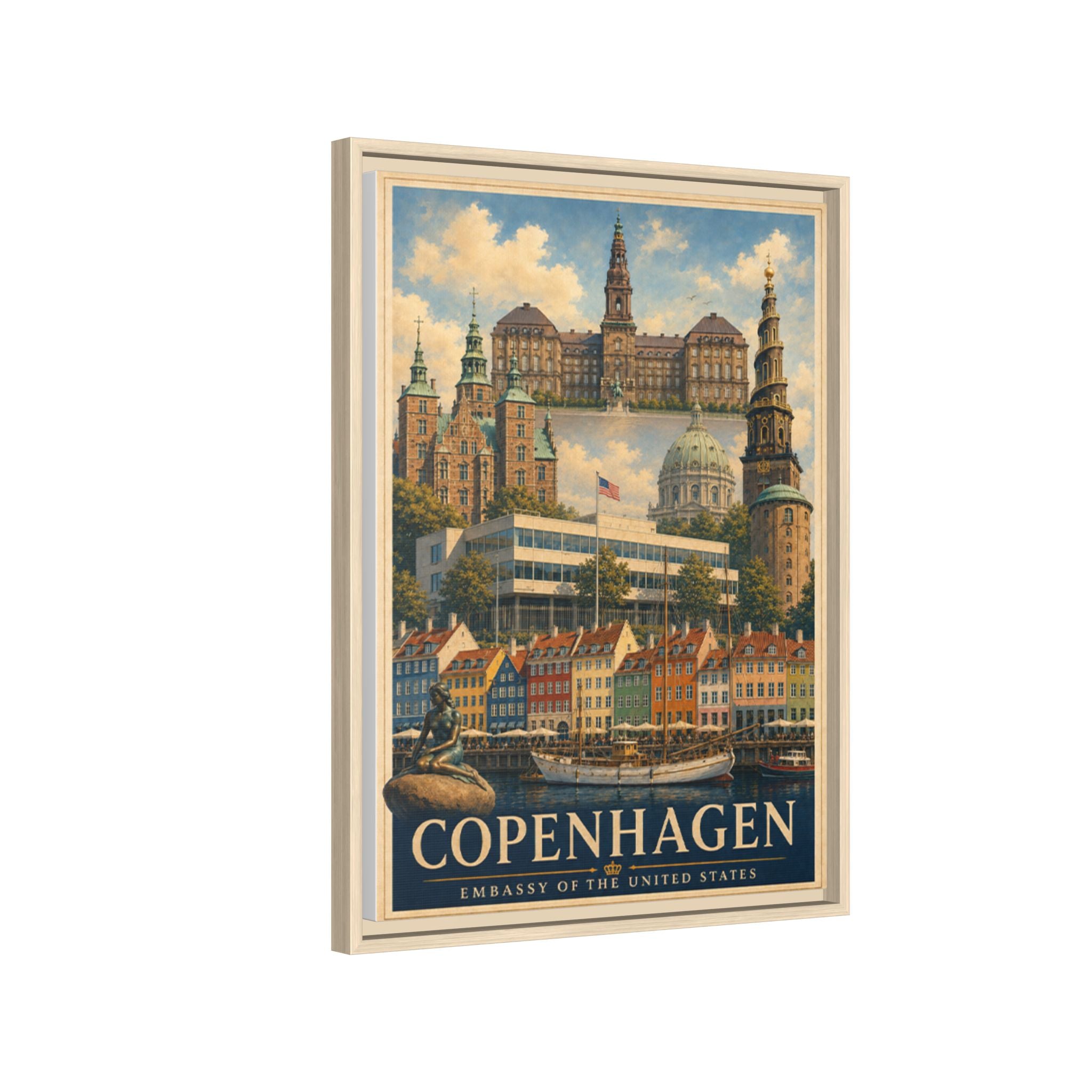 Copenhagen Embassy Wrapped Canvas Framed