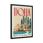 Doha Embassy Wrapped Canvas Framed
