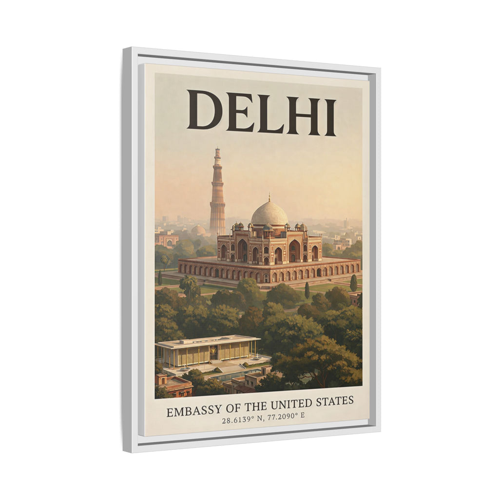 Delhi Embassy Wrapped Canvas Framed