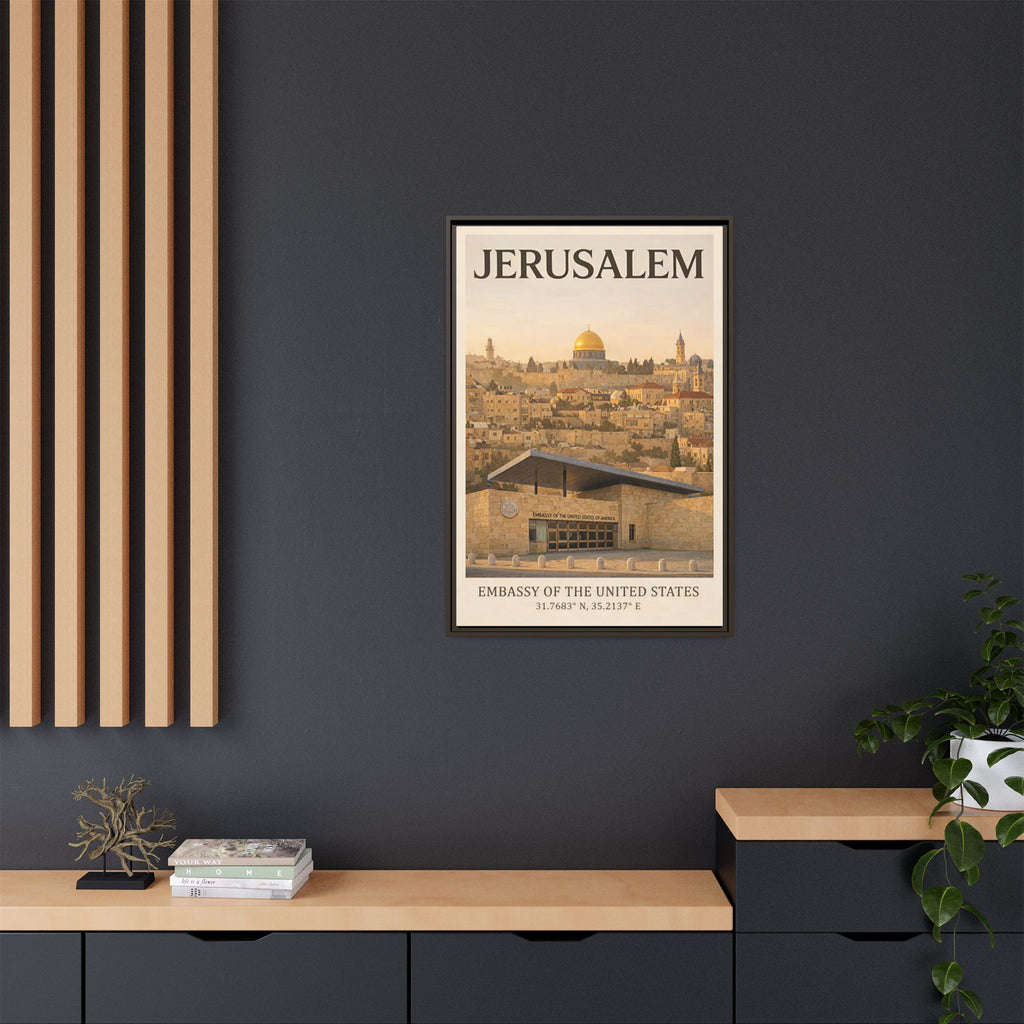 Jerusalem Embassy Wrapped Canvas Framed