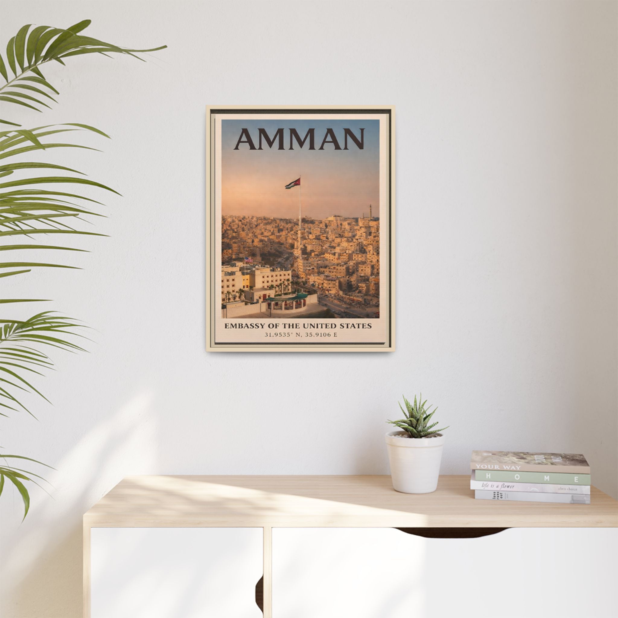 Amman Embassy Wrapped Canvas Framed
