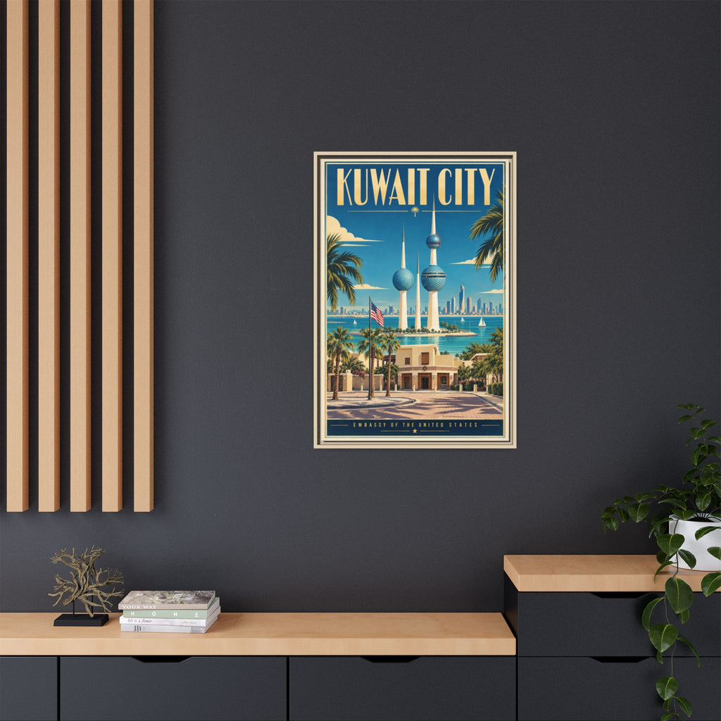 Kuwait City Embassy Wrapped Canvas Framed