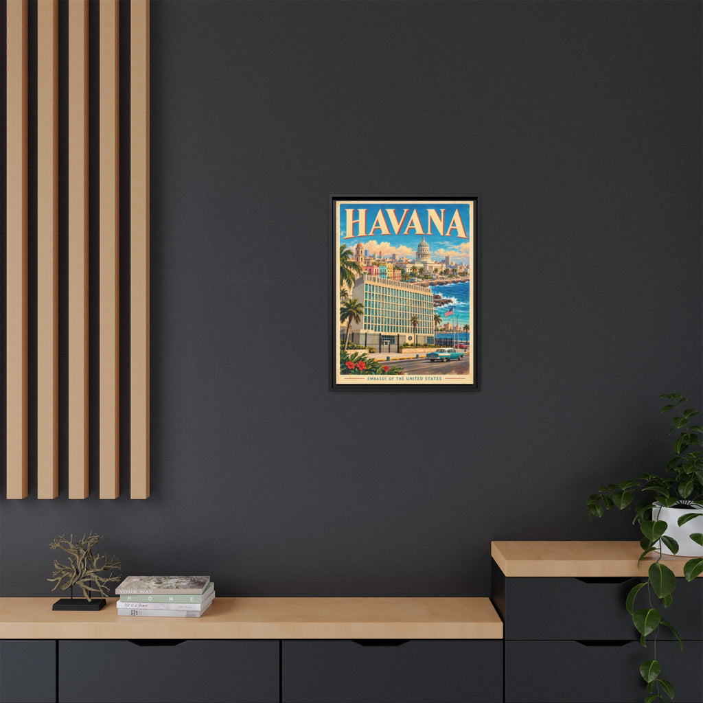 Havana Embassy Wrapped Canvas Framed