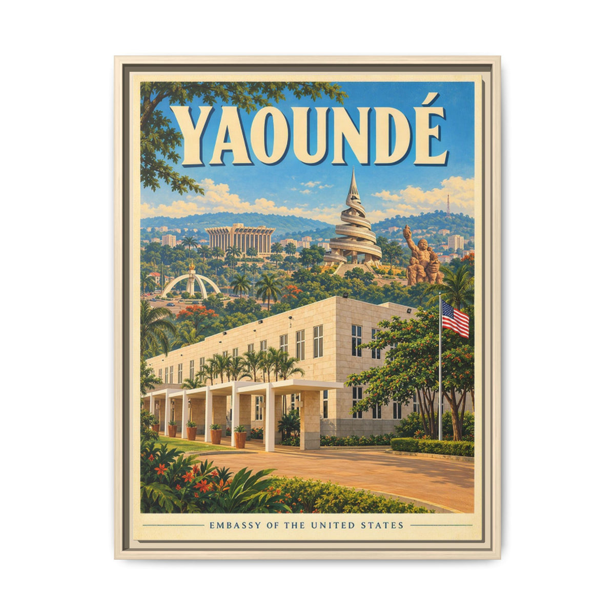 Yaoundé Embassy Wrapped Canvas Framed