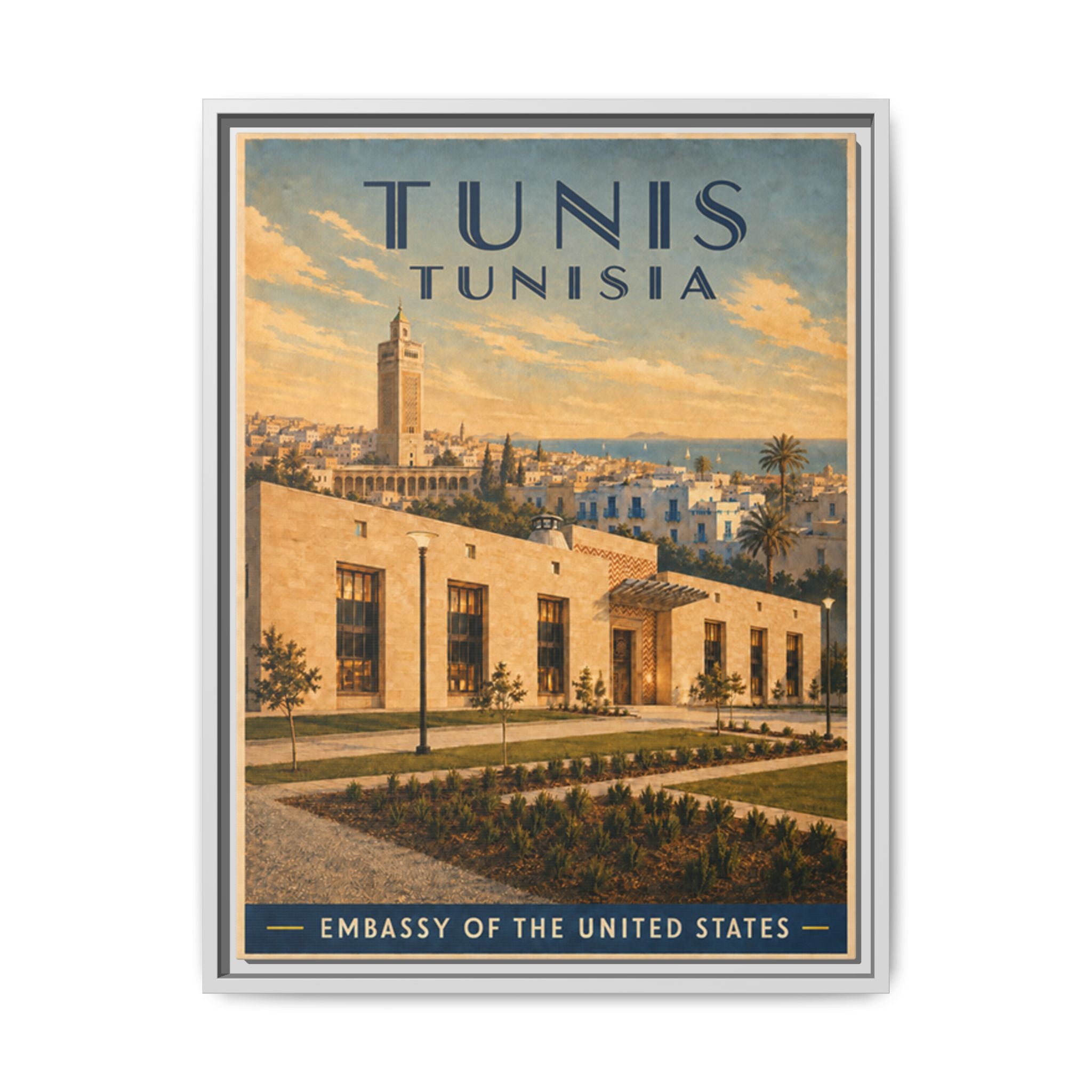 Tunis Embassy Wrapped Canvas Framed