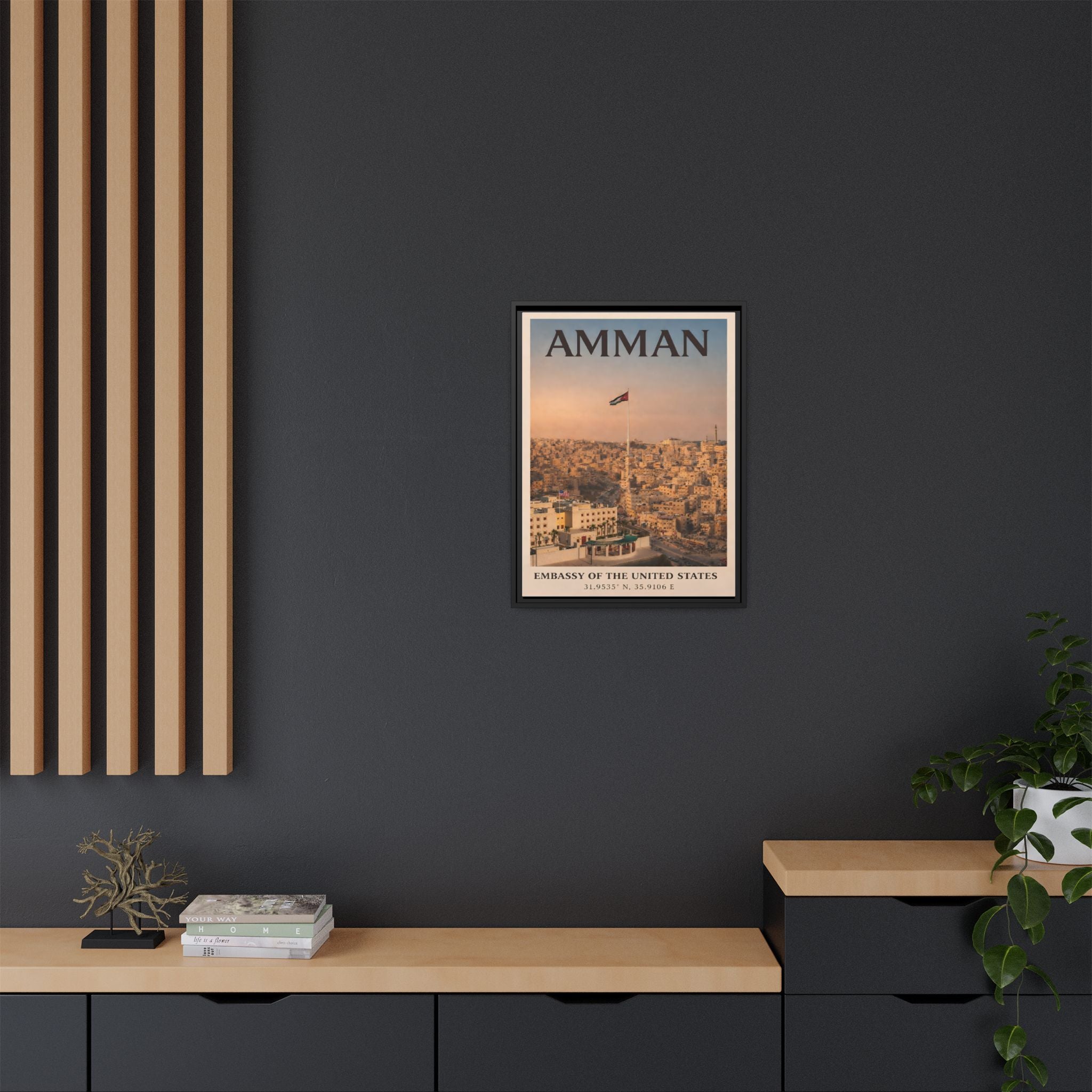 Amman Embassy Wrapped Canvas Framed