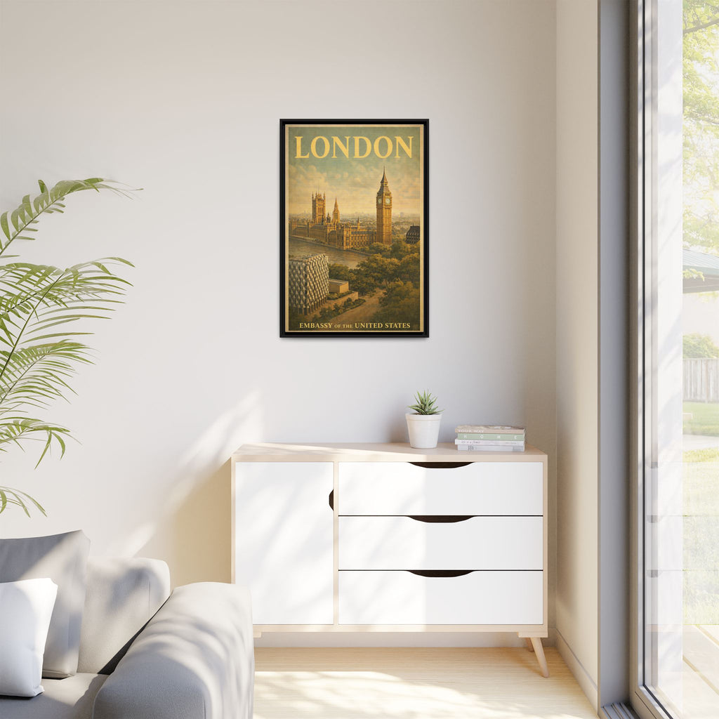 London Embassy Wrapped Canvas Framed