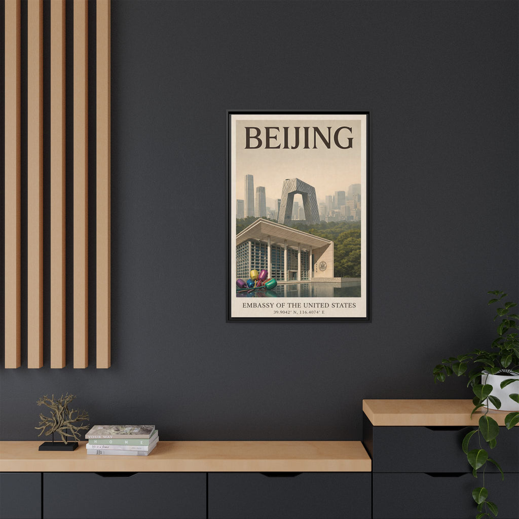 Beijing Embassy Wrapped Canvas Framed