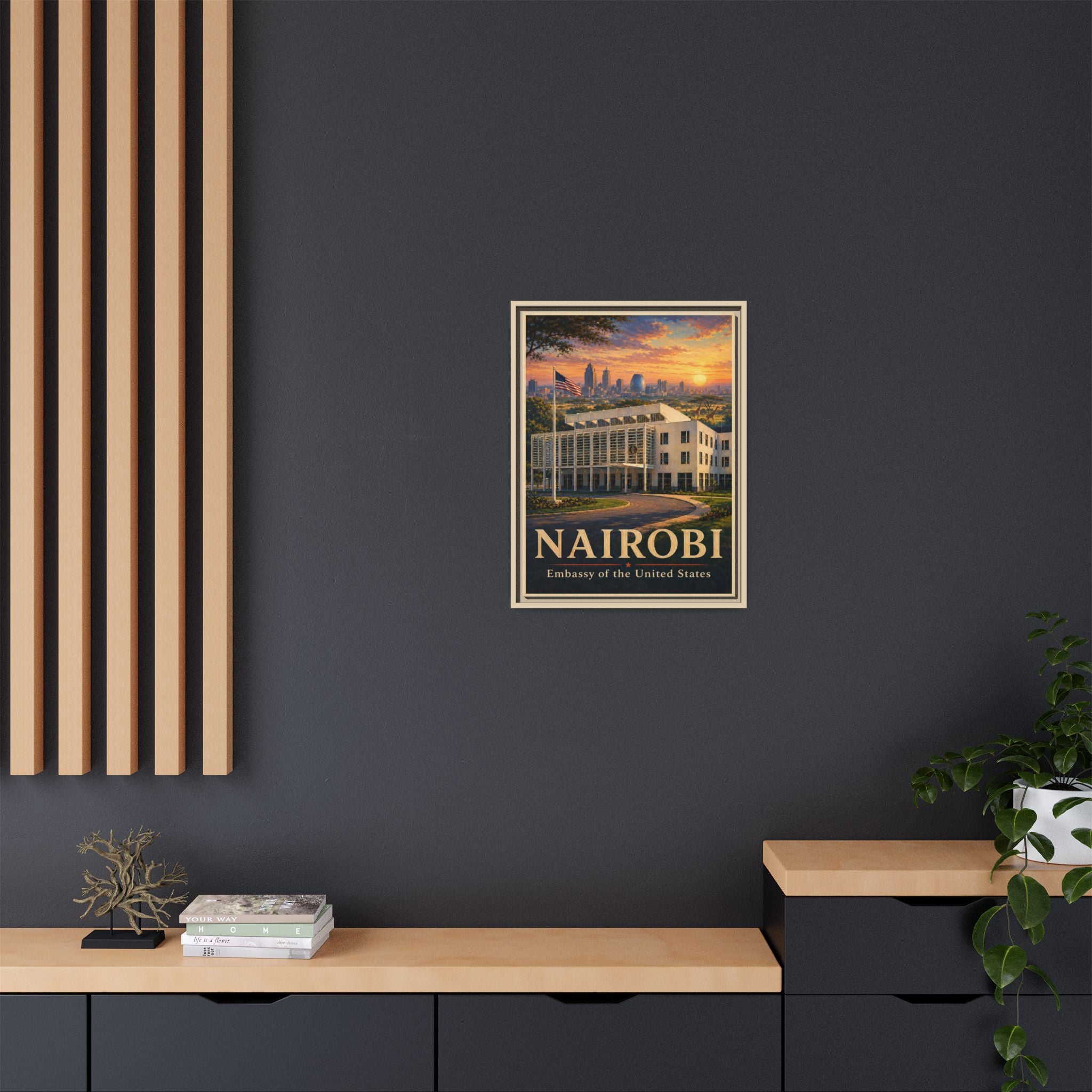 Nairobi Embassy Wrapped Canvas Framed