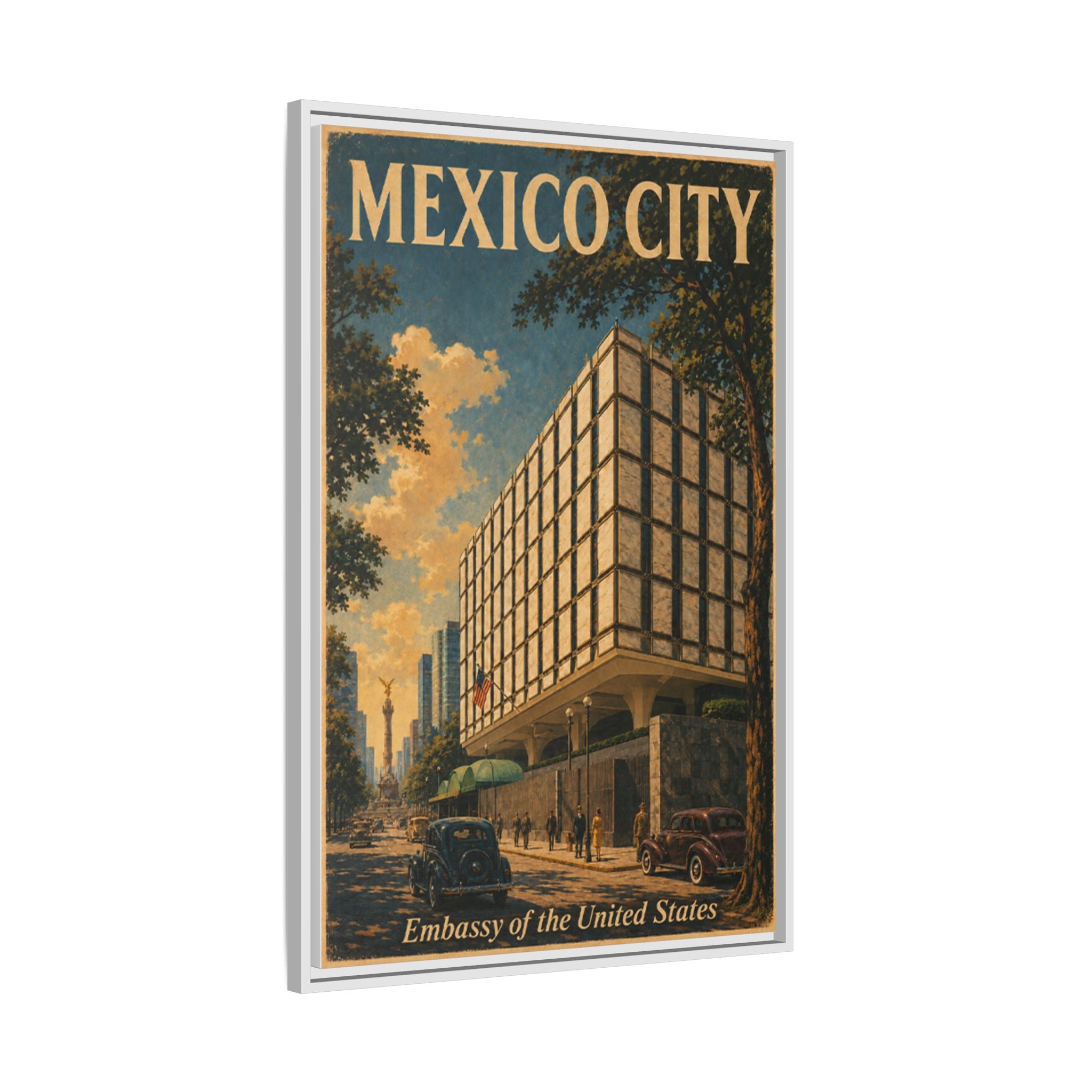 Mexico City Embassy Wrapped Canvas Framed
