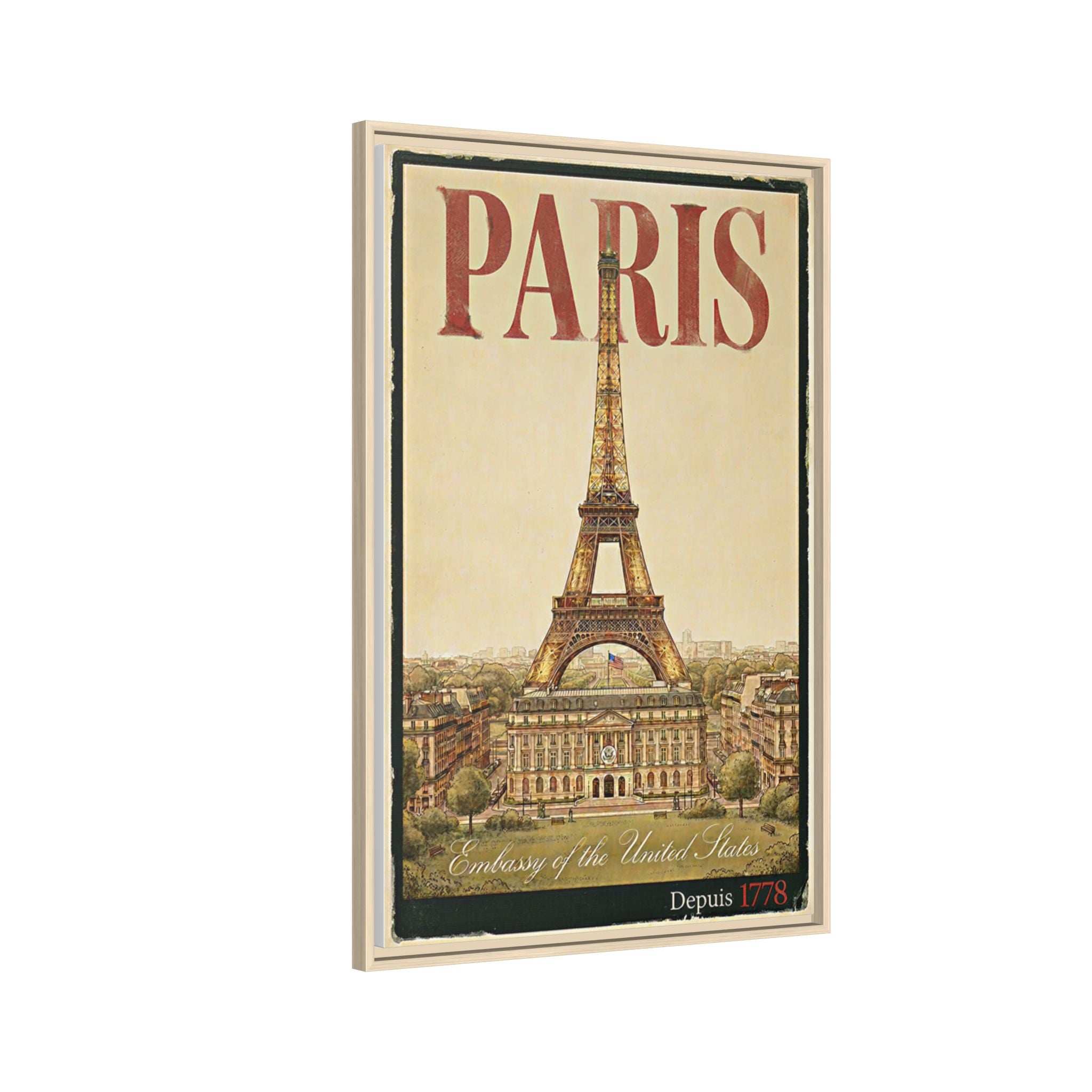 Paris Embassy Wrapped Canvas Framed