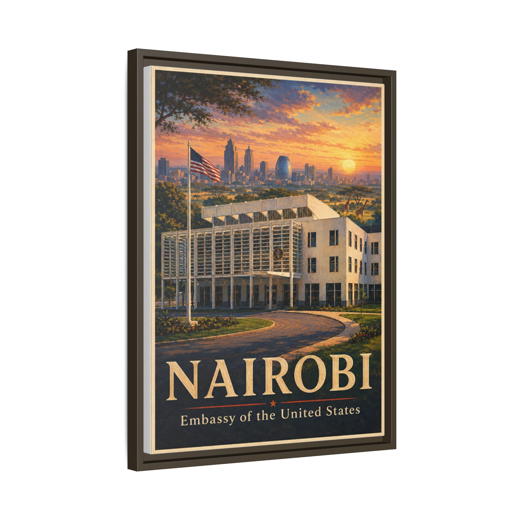 Nairobi Embassy Wrapped Canvas Framed
