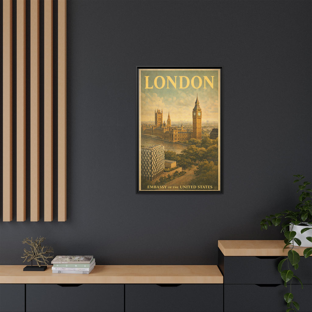 London Embassy Wrapped Canvas Framed