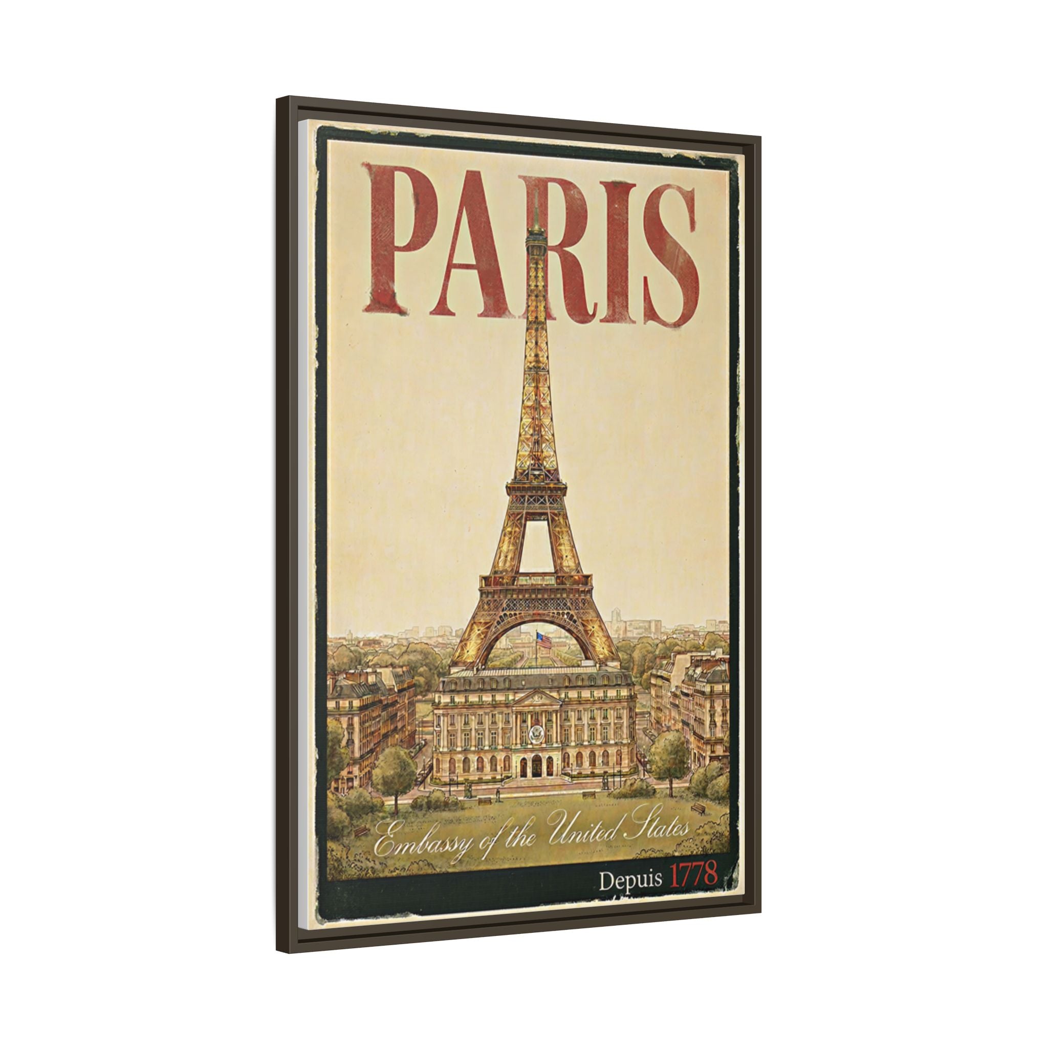 Paris Embassy Wrapped Canvas Framed