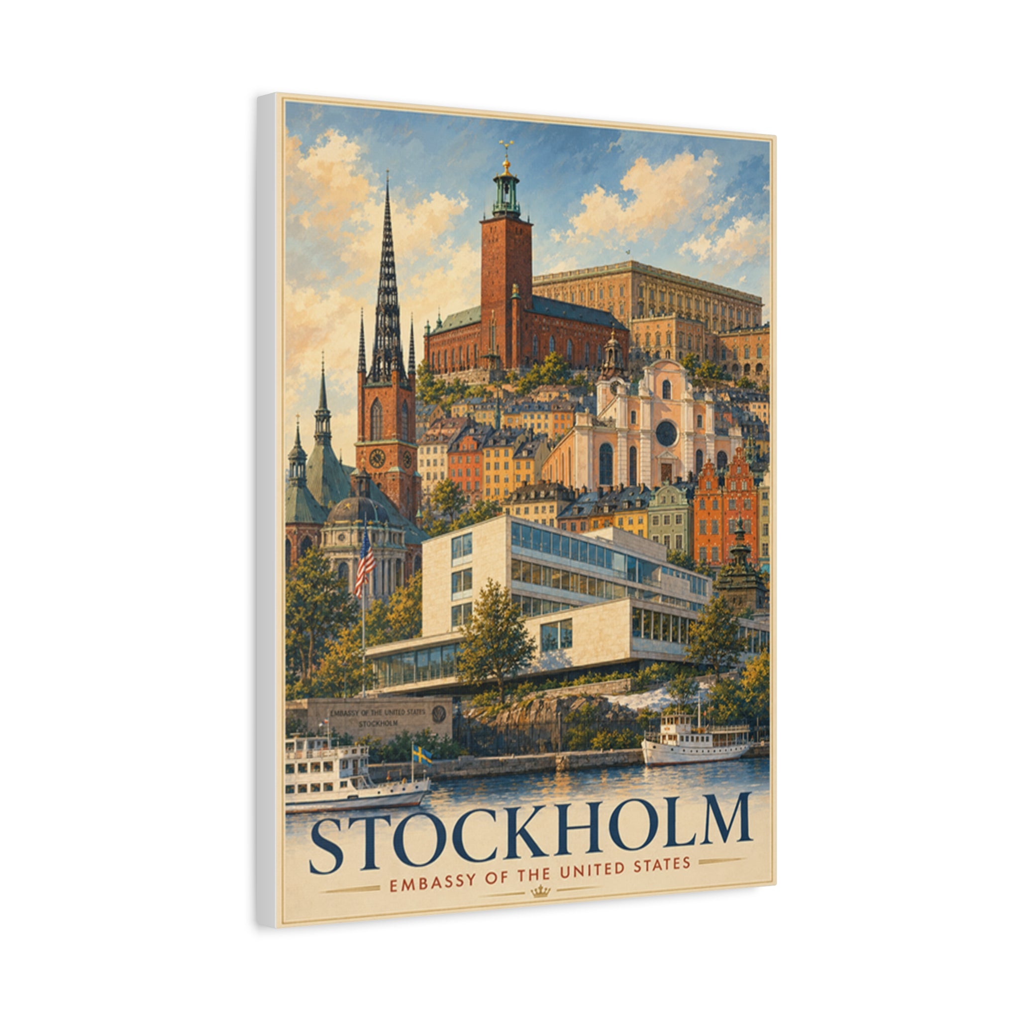 Stockholm Embassy Wrapped Canvas