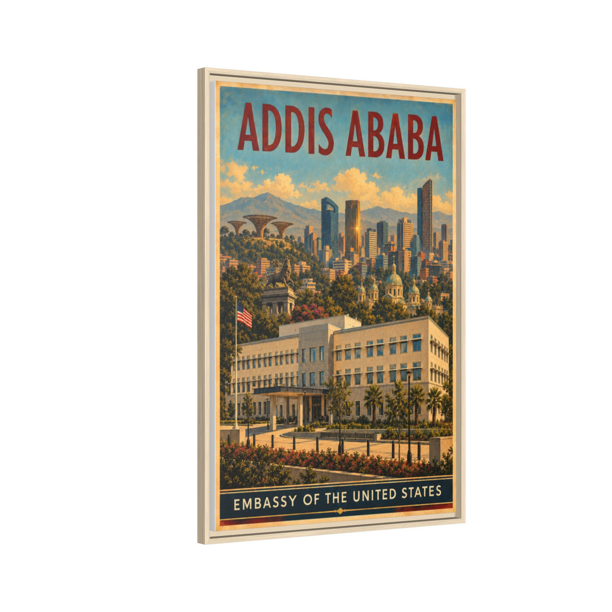 Addis Ababa Embassy Wrapped Canvas Framed