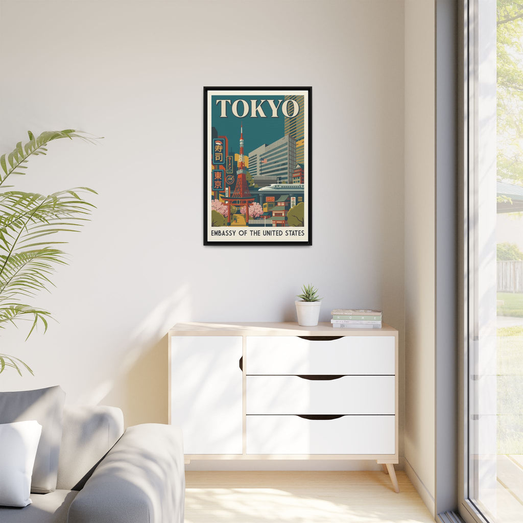 Tokyo Embassy Wrapped Canvas Framed