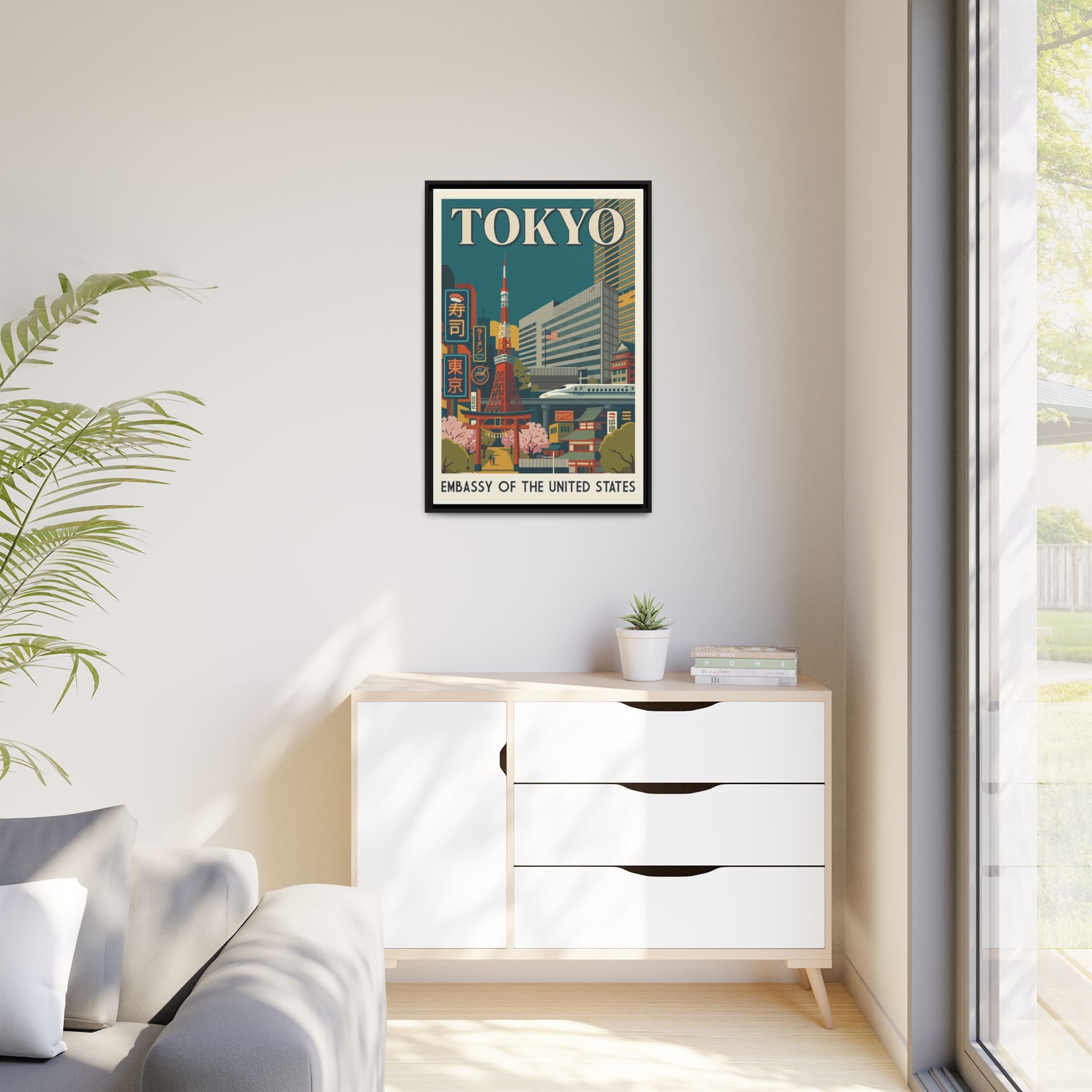 Tokyo Embassy Wrapped Canvas Framed