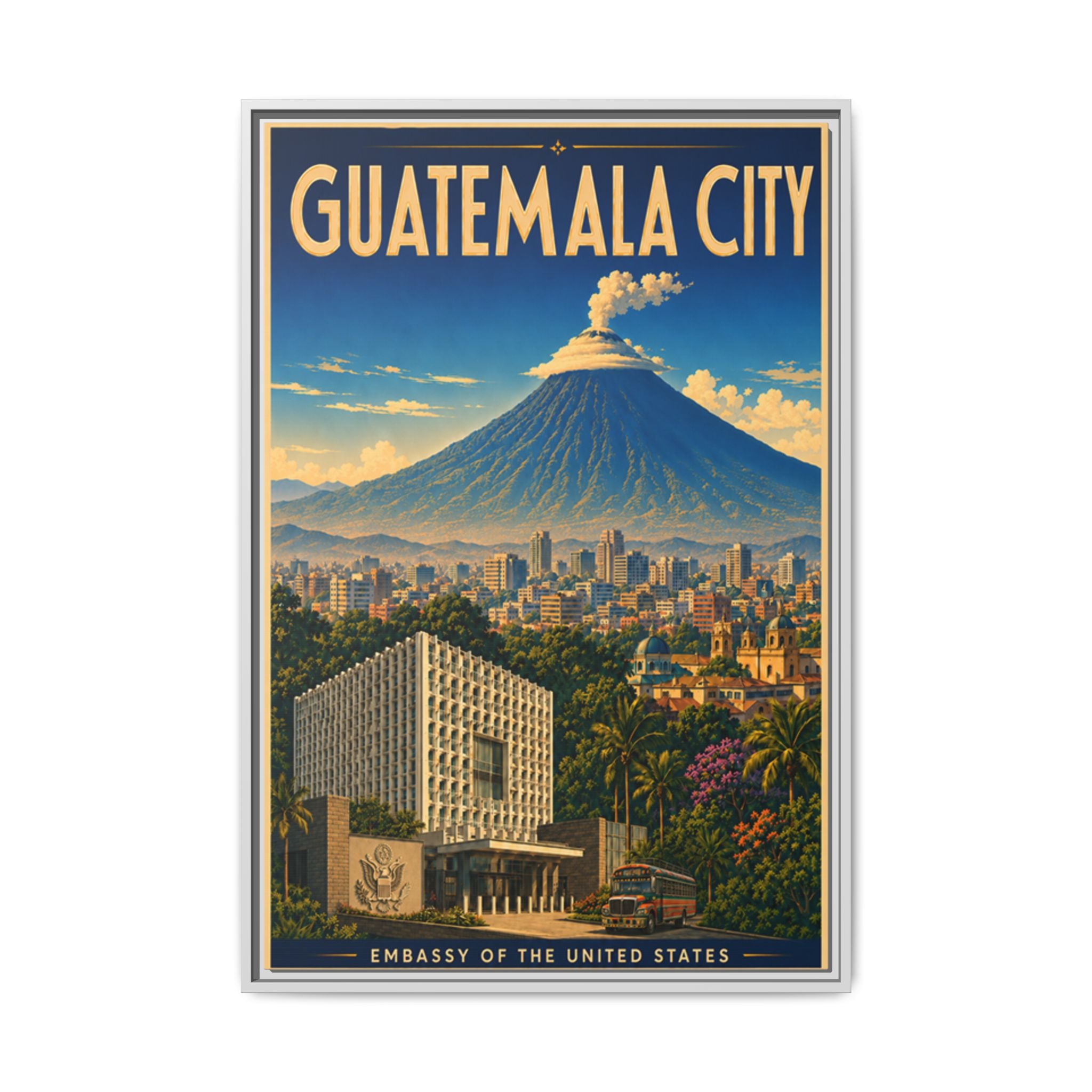 Guatemala City Embassy Wrapped Canvas Framed