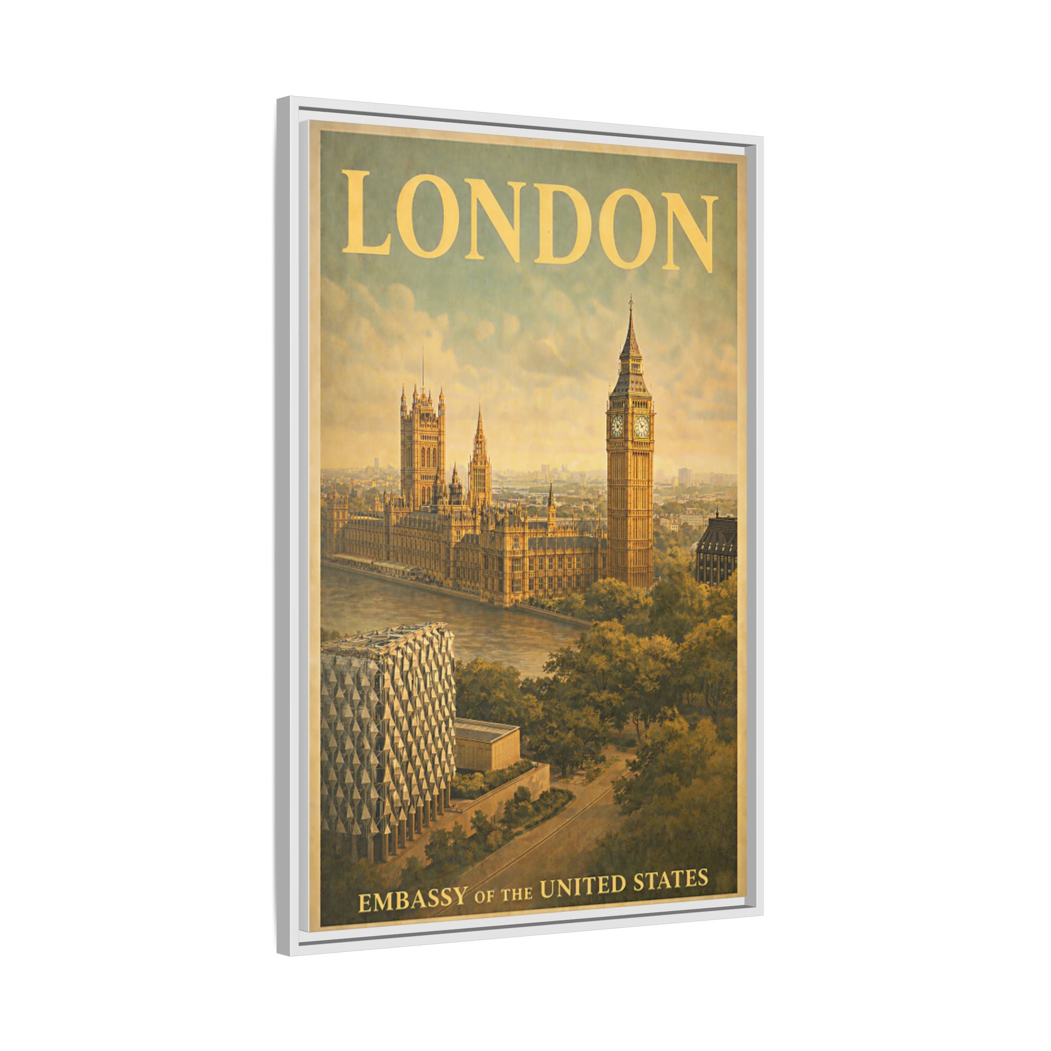 London Embassy Wrapped Canvas Framed