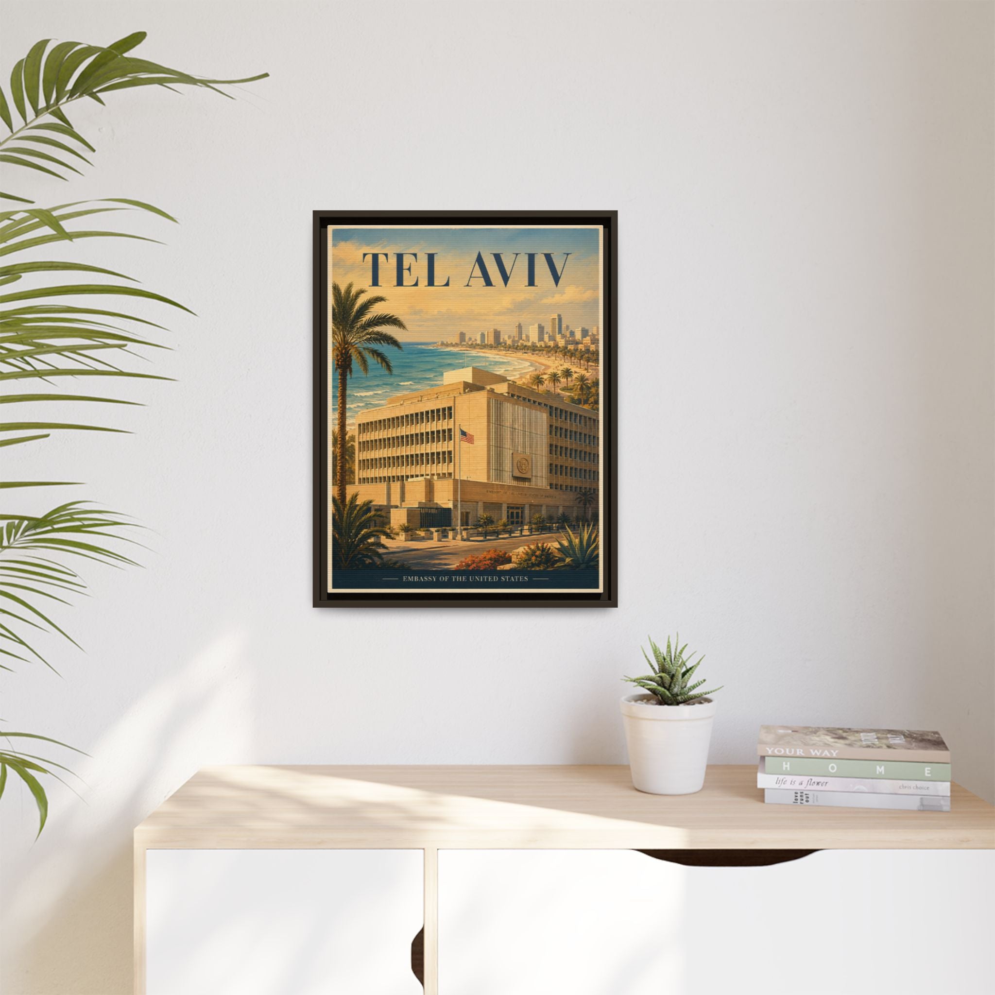 Tel Aviv Embassy Wrapped Canvas Framed